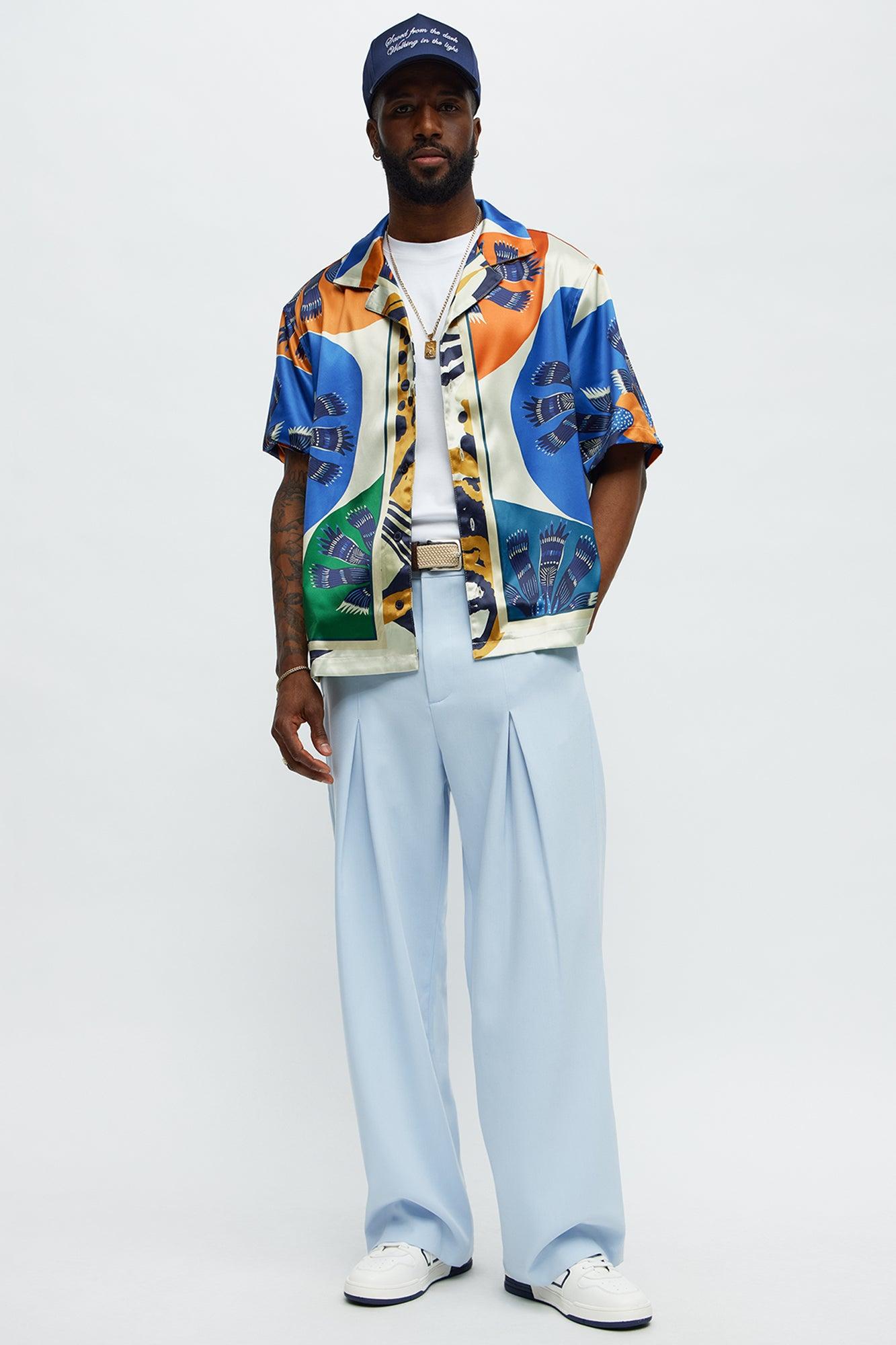 Relaxed Sea Vibe Cuban Collar Button Up Shirt - Multi Color Male Product Image