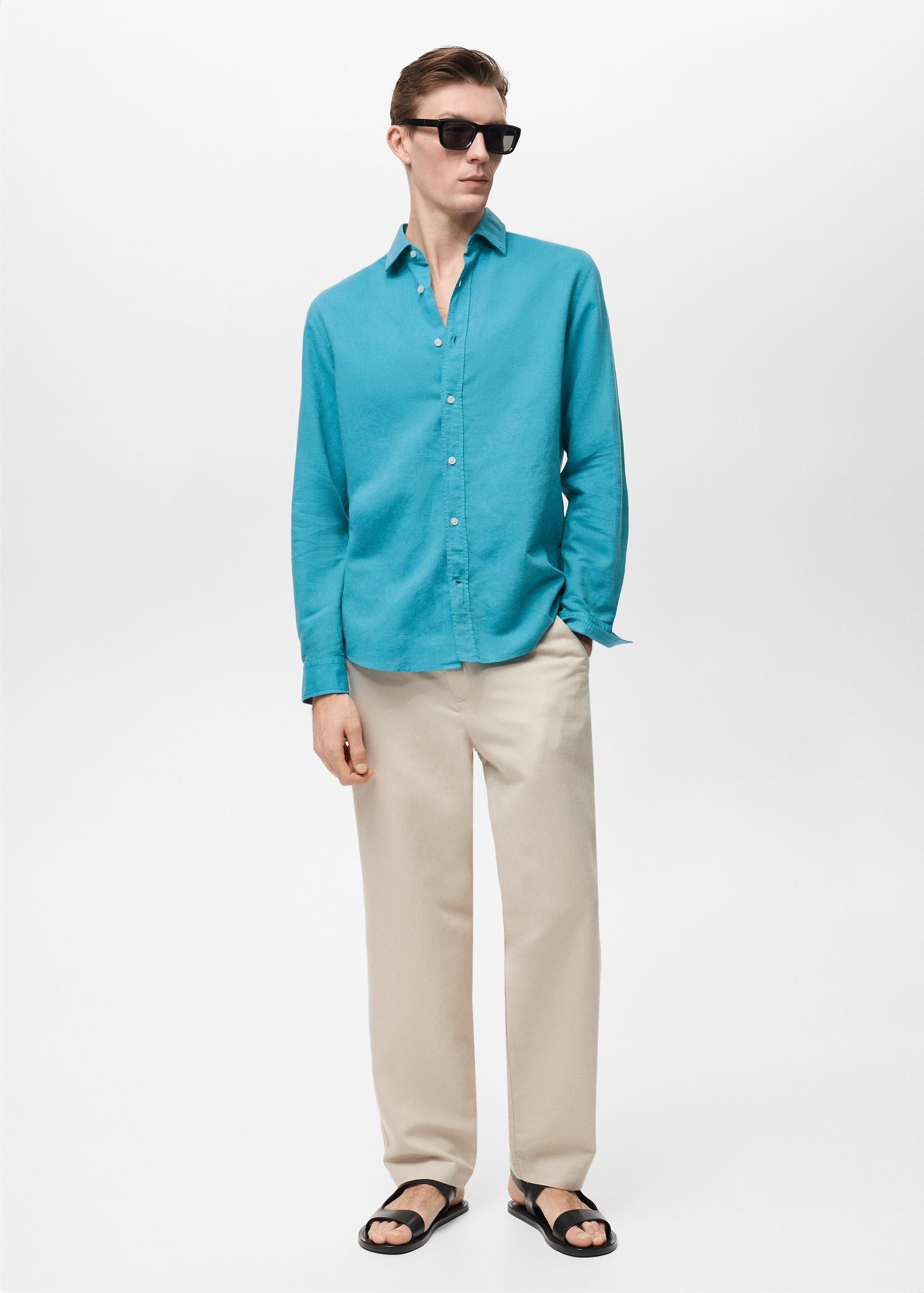 Linen-blend shirt - Men | MANGO USA Product Image