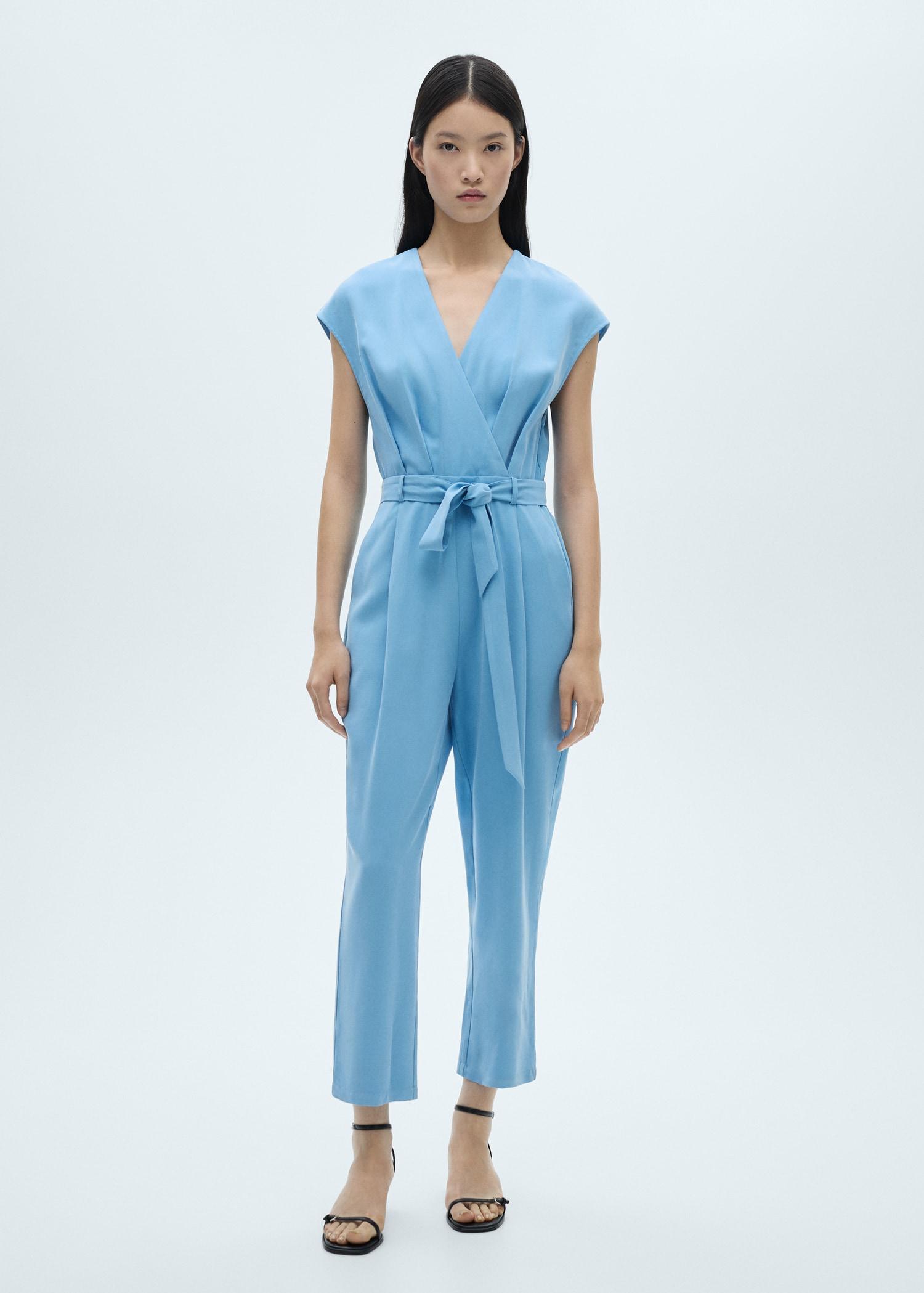 Belt wrap jumpsuit - Women | MANGO USA Product Image