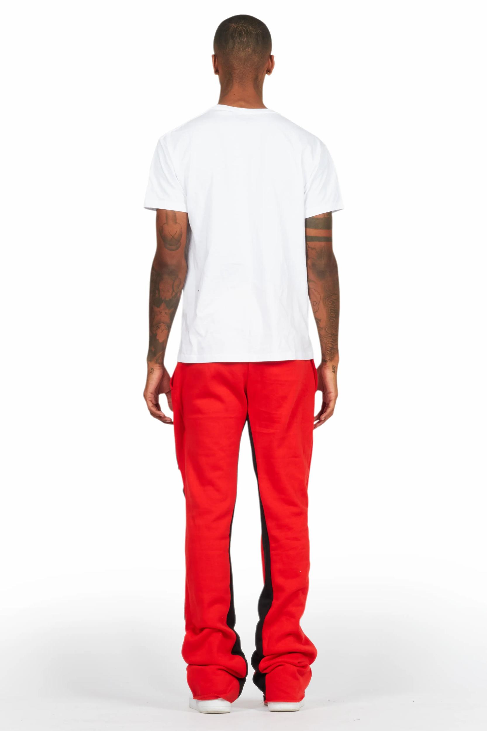 Uko Red Stacked Baggy Track Pant Male Product Image
