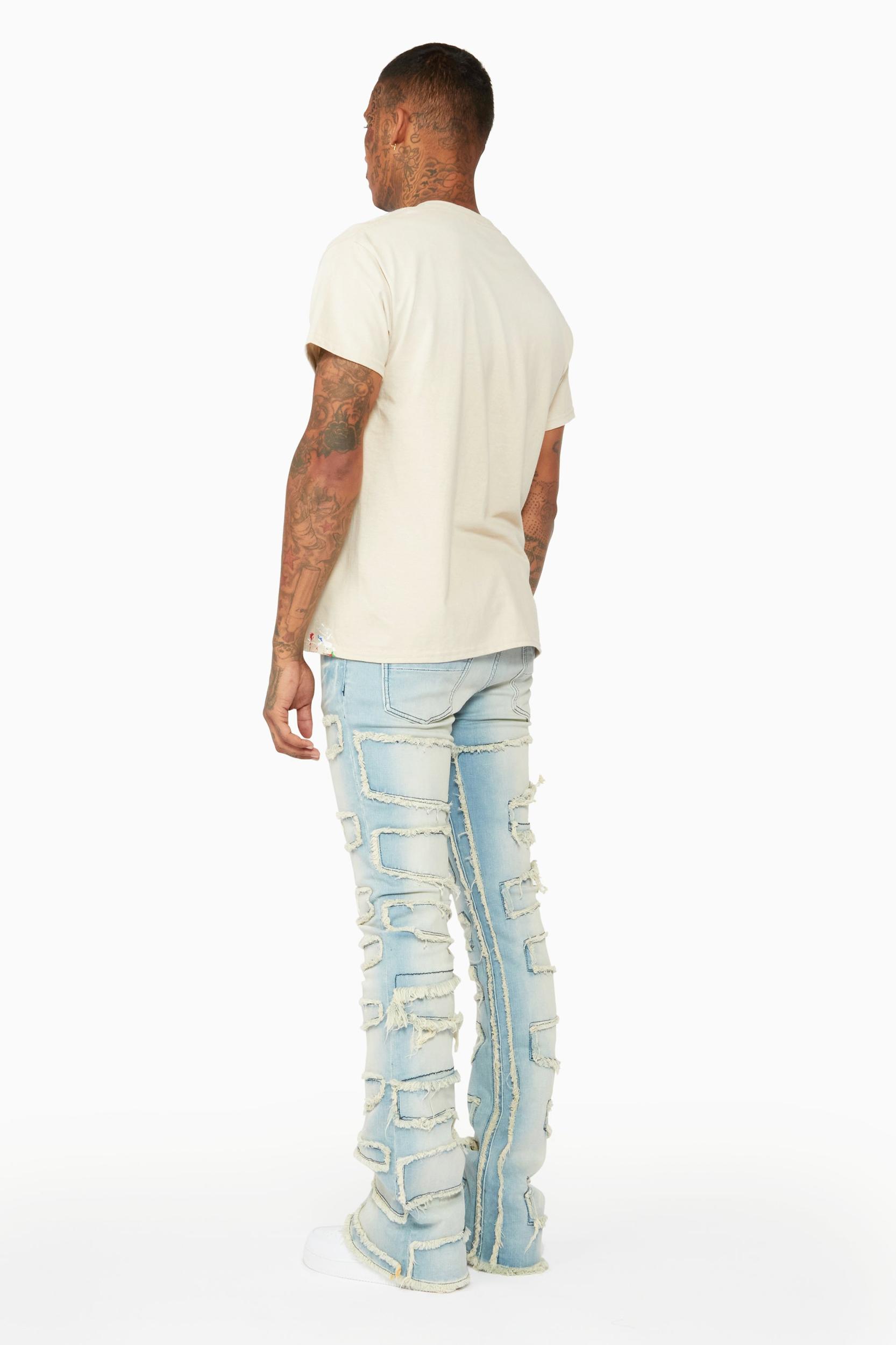 Shake Light Blue Stacked Flare Jean Male Product Image