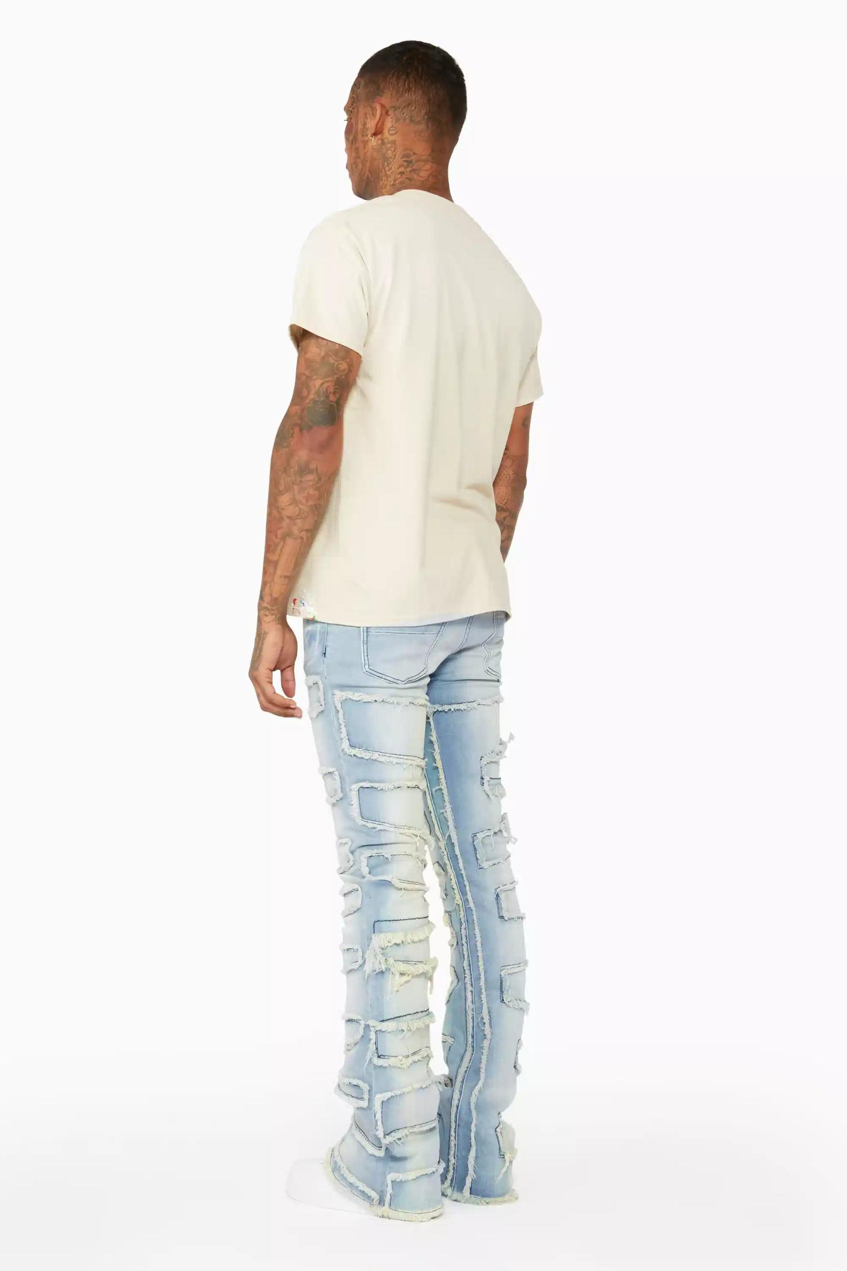 Shake Light Blue Stacked Flare Jean Male Product Image
