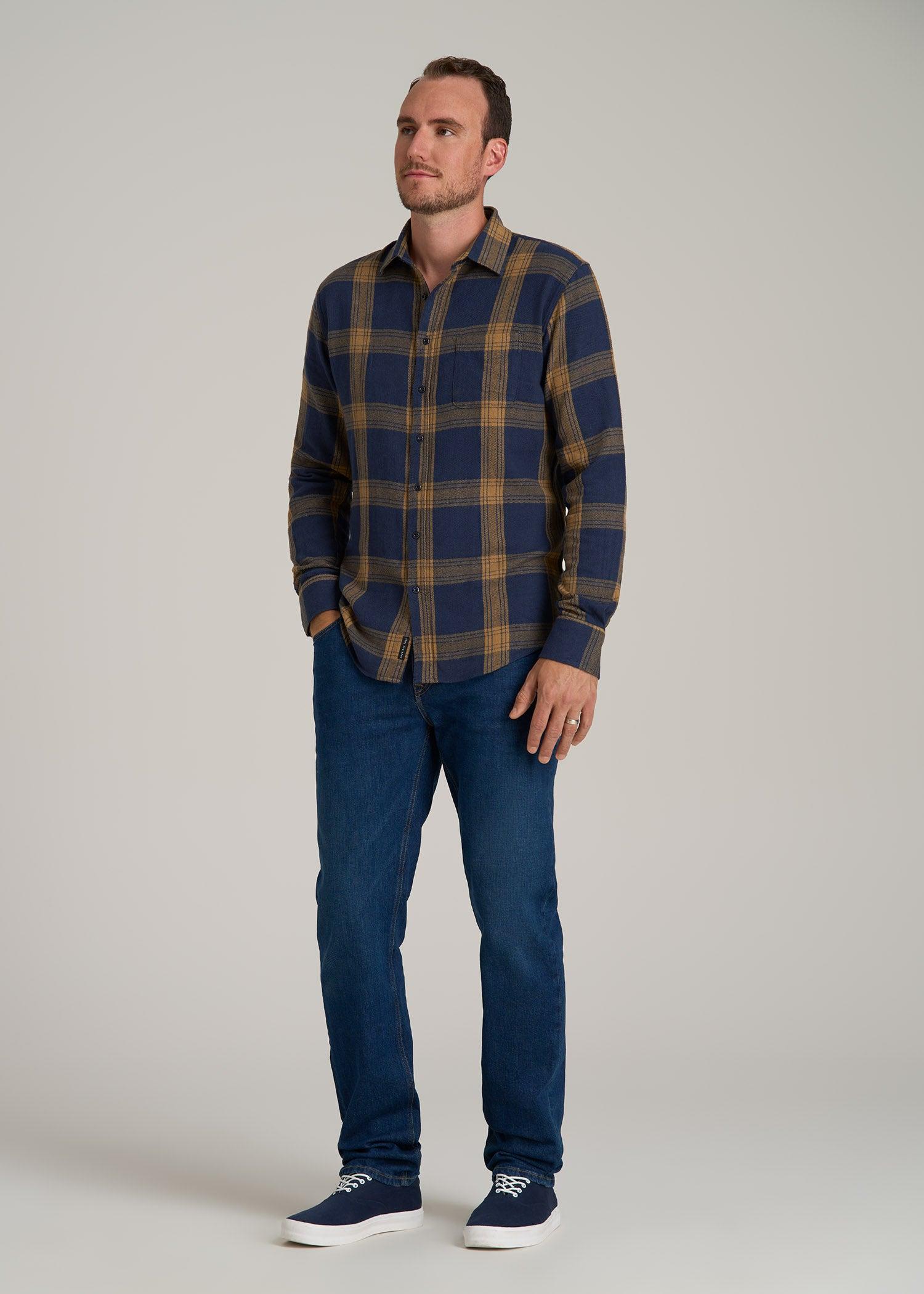 Nelson Flannel Shirt for Tall Men in Blue Tartan Male Product Image