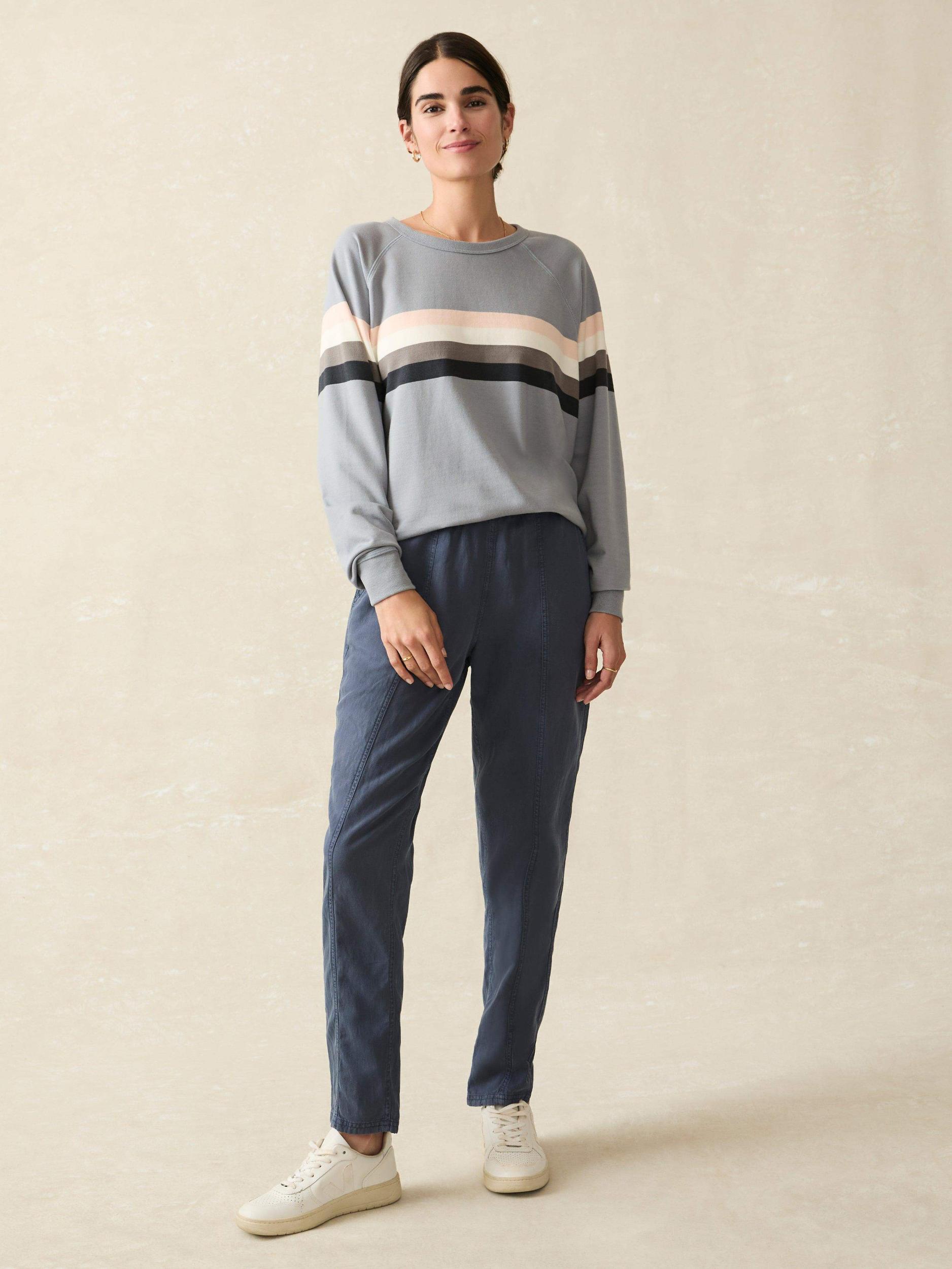 Coastal Cloud Cotton Crew - Blue Westward Stripe Female Product Image
