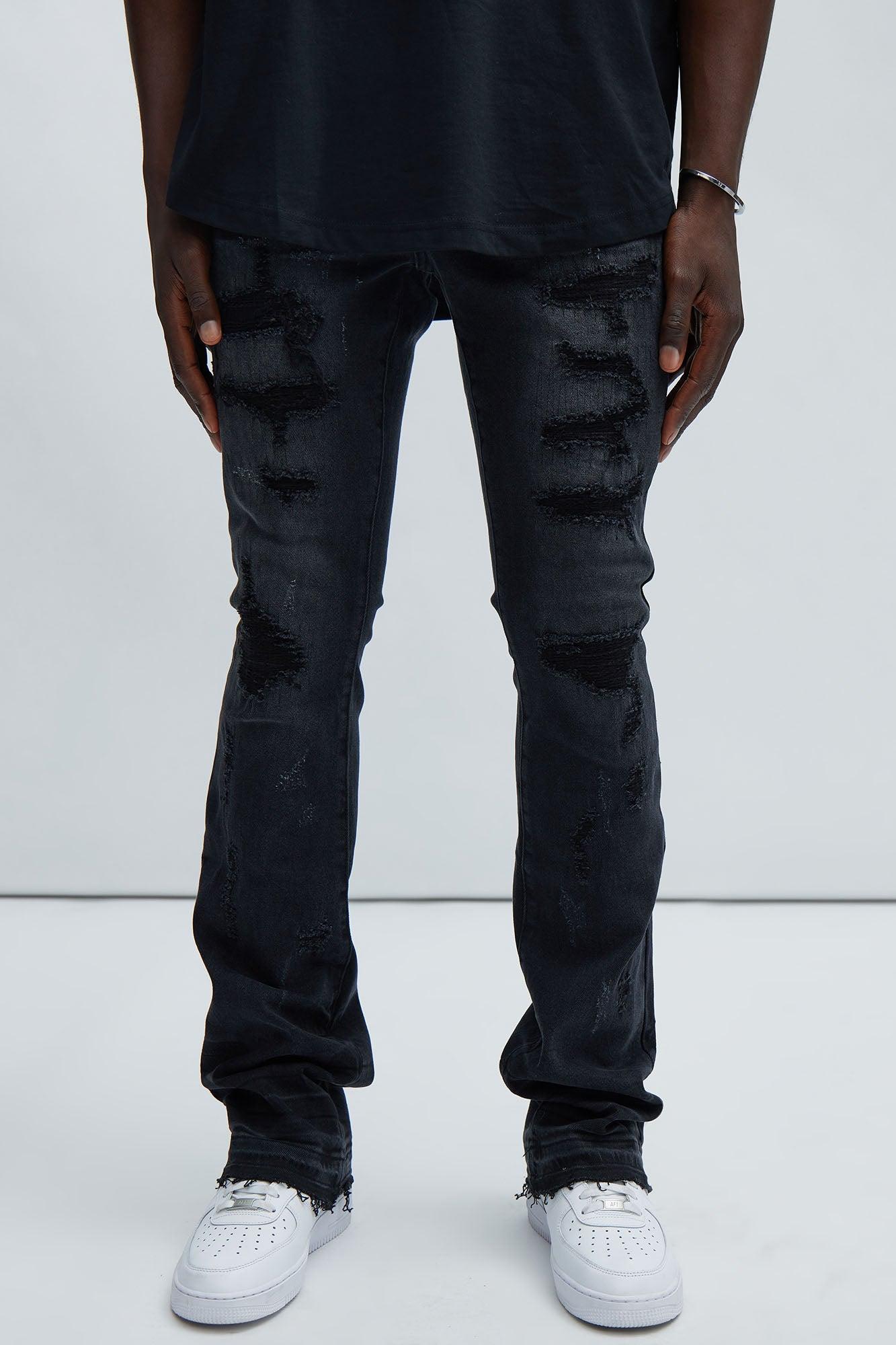 Be Real Stacked Skinny Flare Jeans - Black Product Image