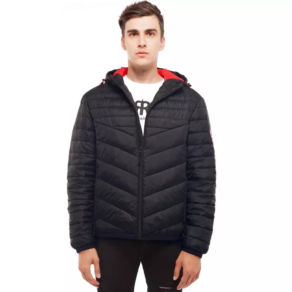 Men's Rokka&Rolla Lightweight Hooded Puffer Jacket, Size: Small, Black Product Image