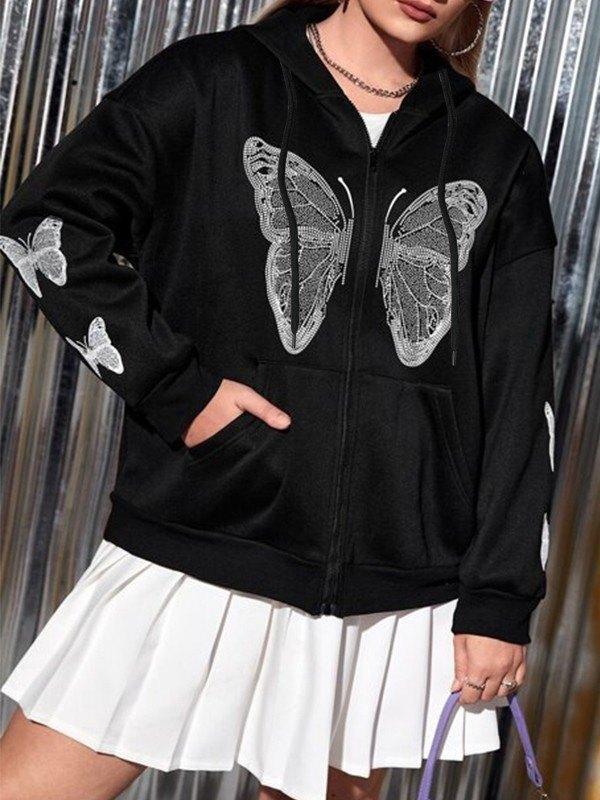 Y2K Butterfly Oversized Zip Up Hoodie Product Image