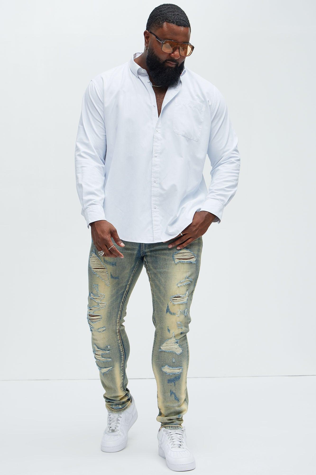 Don't Distressed Skinny Jeans - Vintage Blue Wash Product Image