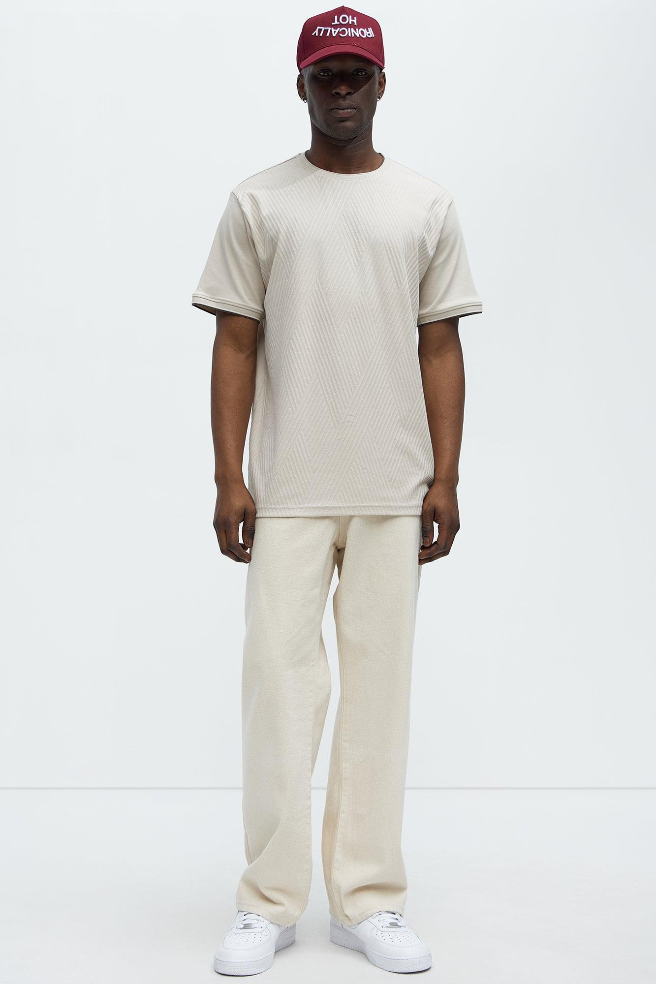 Ribbed Short Sleeve Crew Tee - Sand Product Image