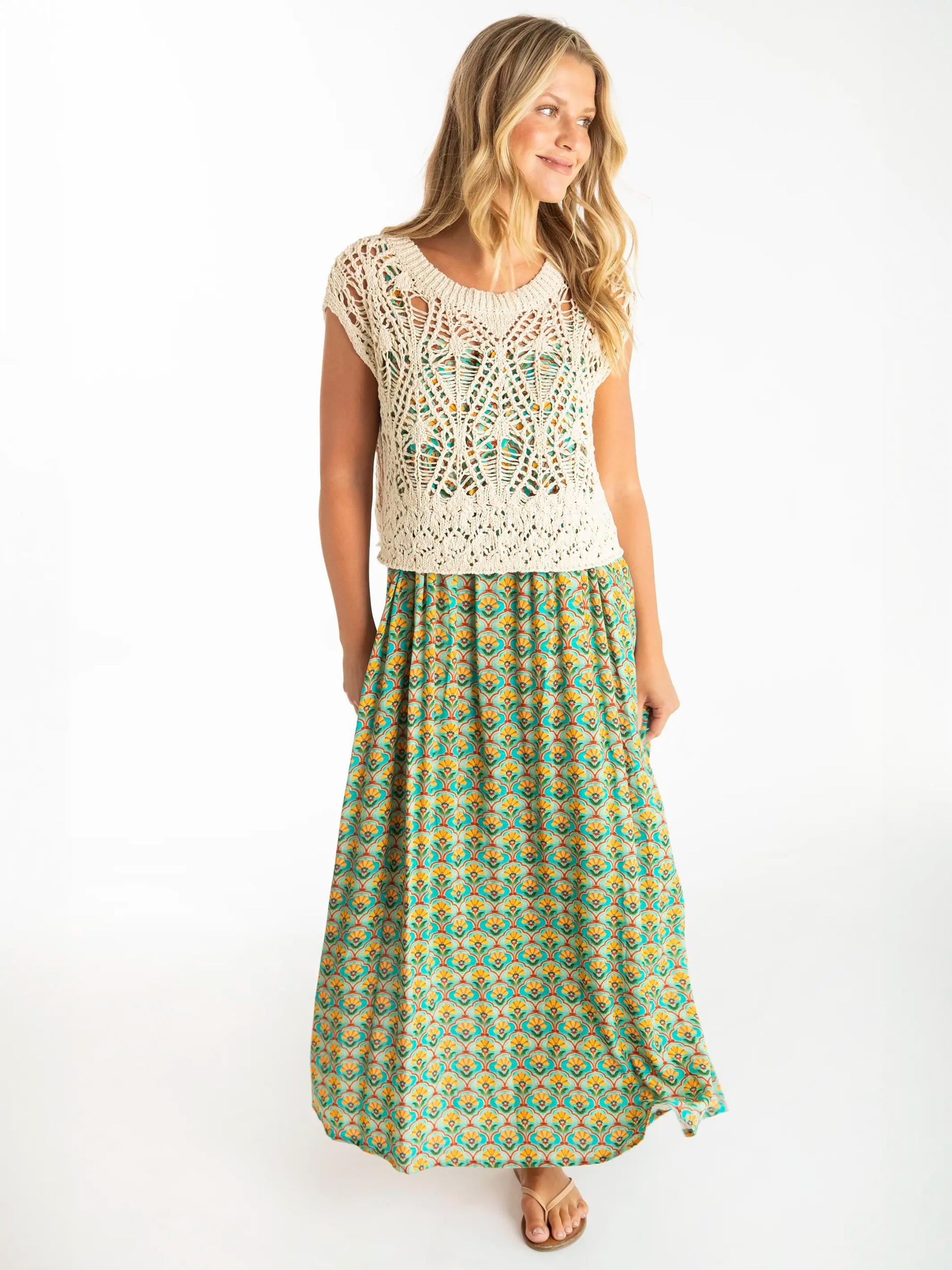 Addie Midi Skirt - Charcoal Bouquet Product Image