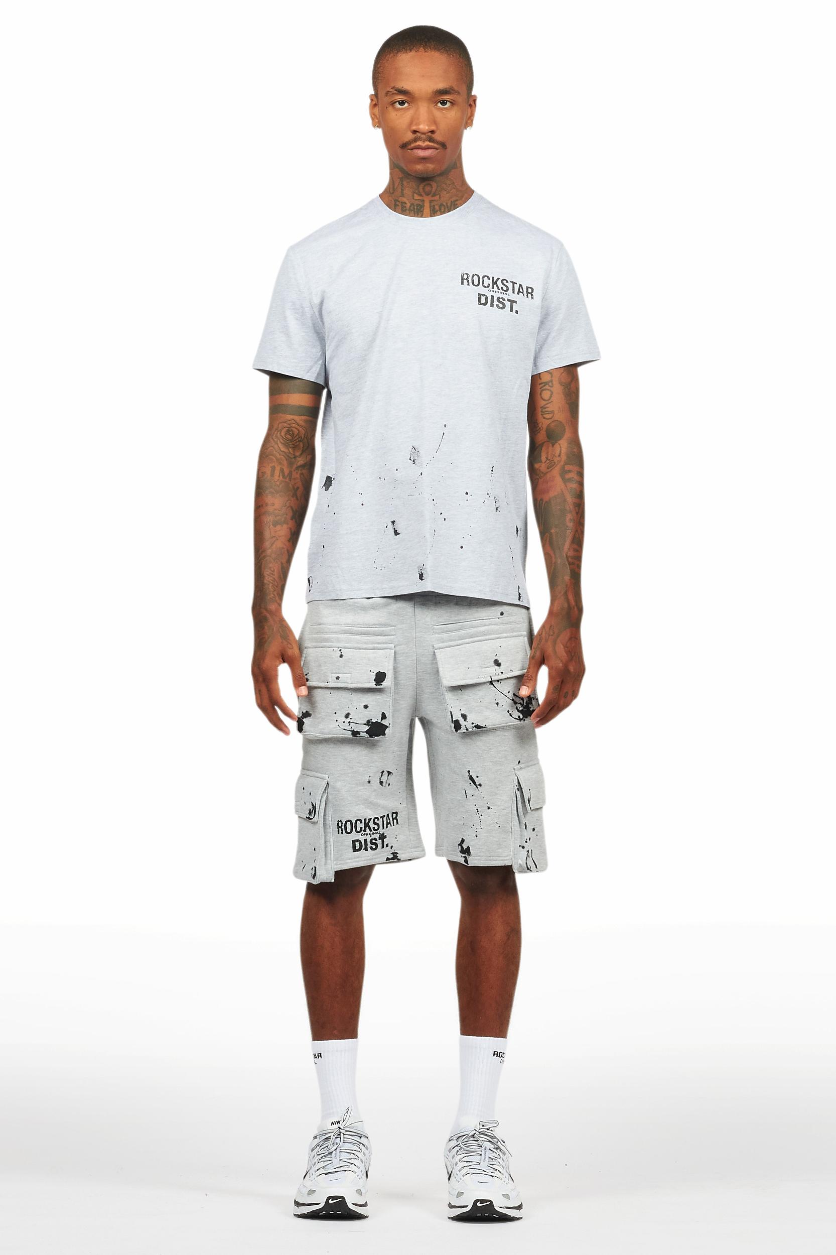 Raffer Heather Grey/Black T-Shirt Cargo Shorts Set Male Product Image