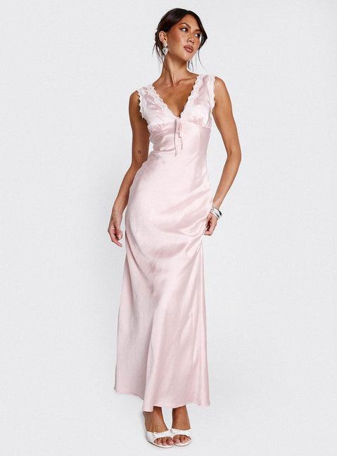 Liliya Lace Maxi Dress Pink Product Image