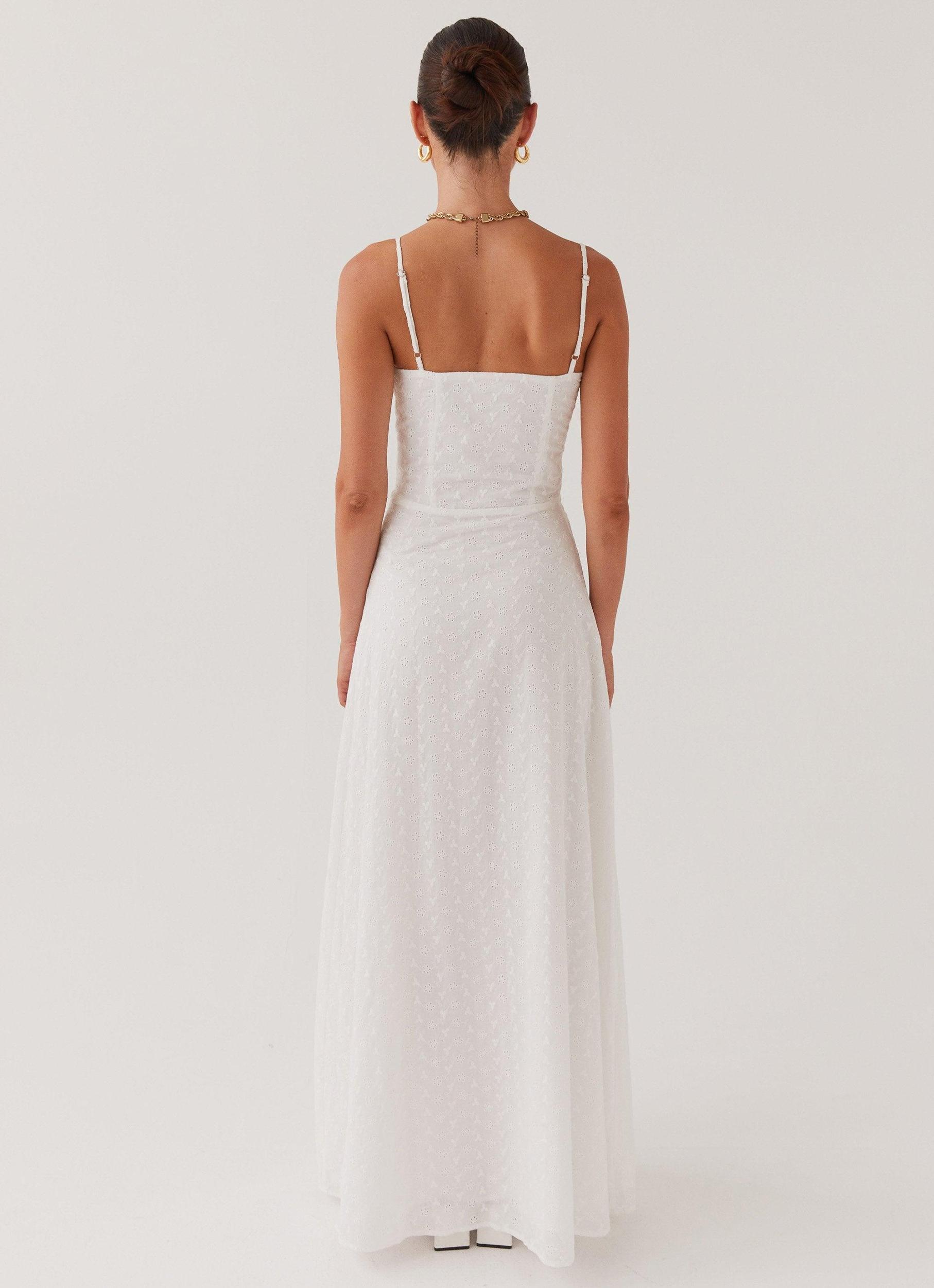 Elsie Broderie Maxi Dress - White Product Image