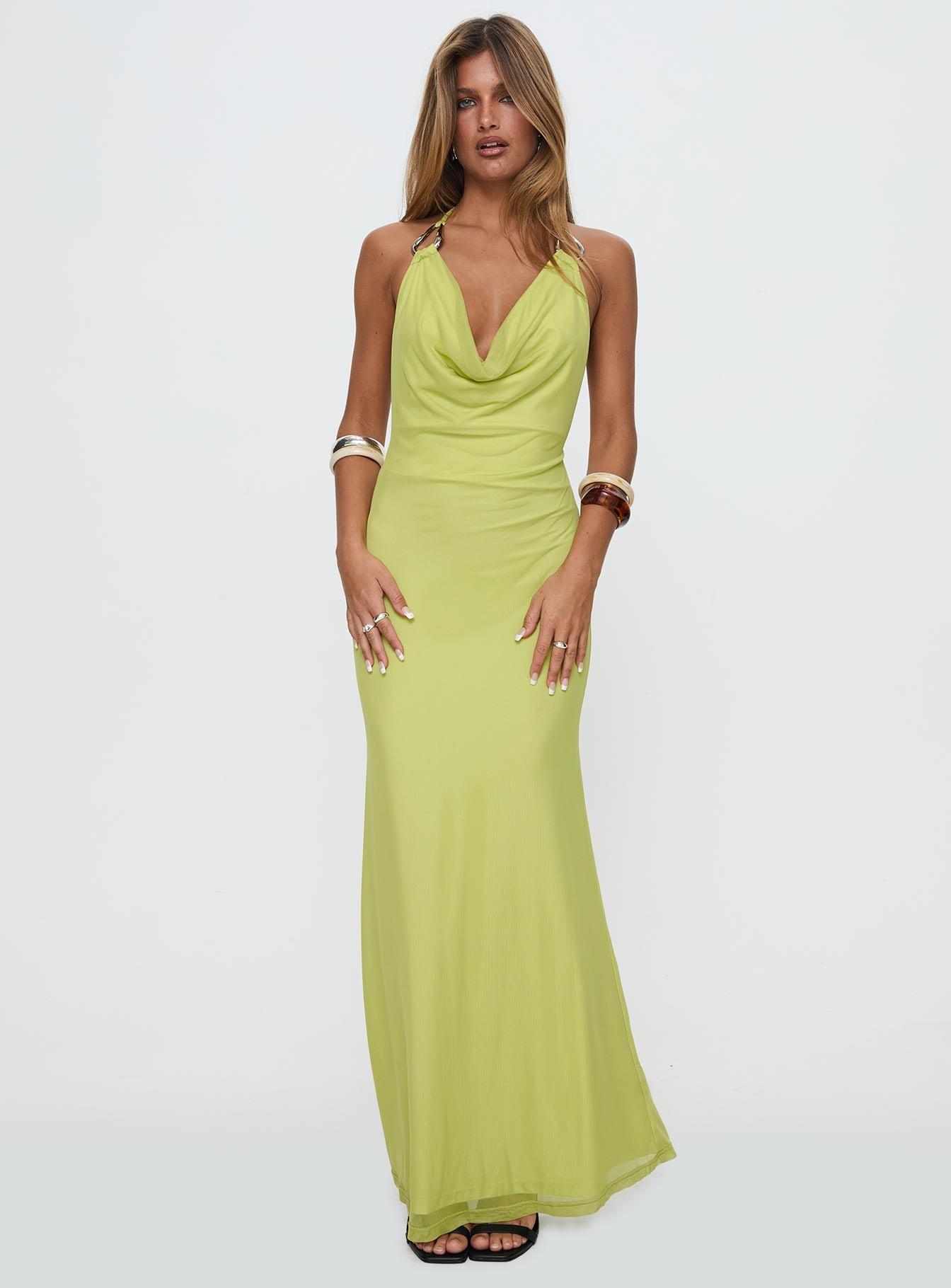 Rhaenyra Halter Maxi Dress Green Product Image