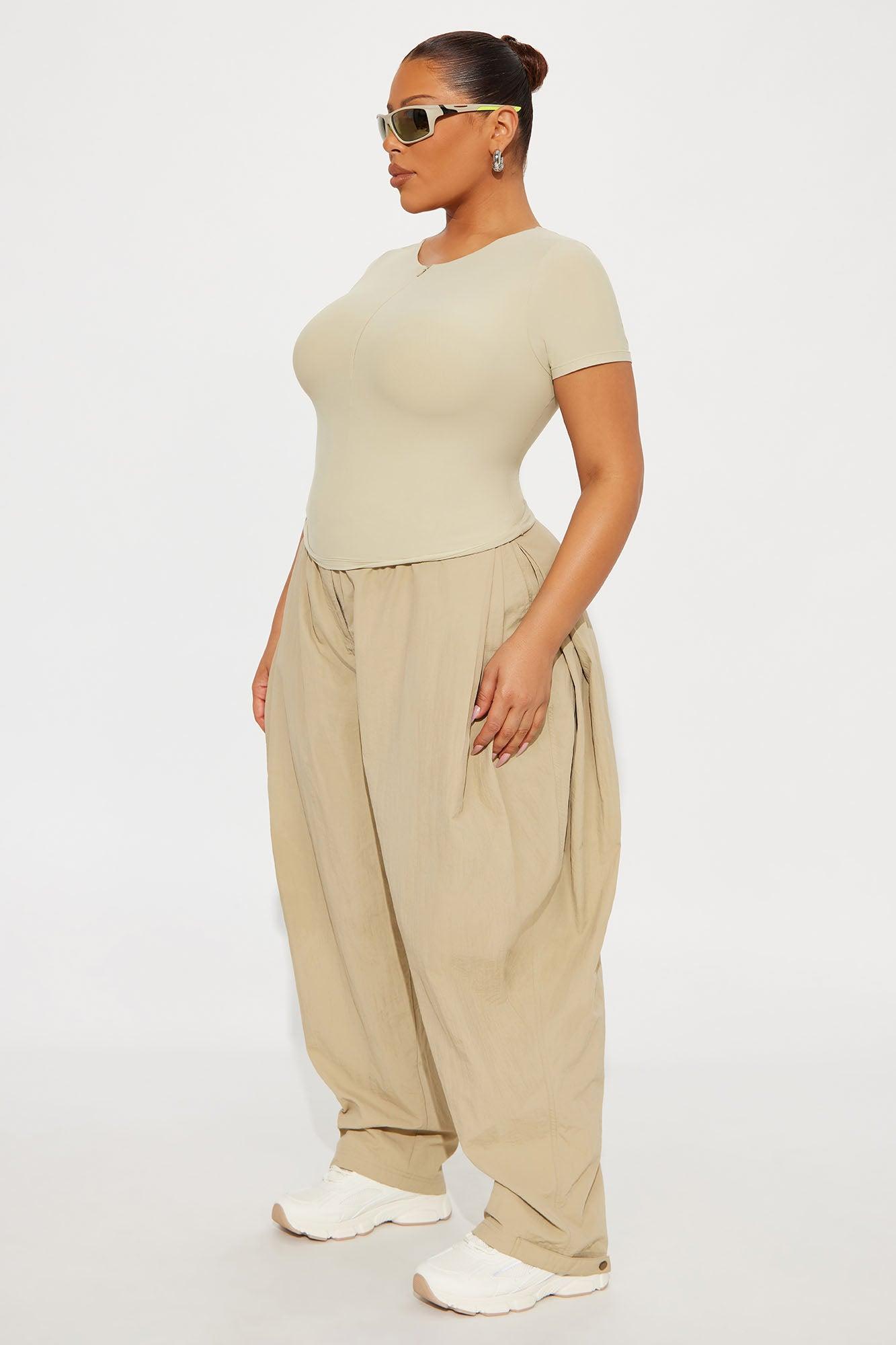 Second Skin Double Lined Zip Front Short Sleeve Top - Stone Female Product Image