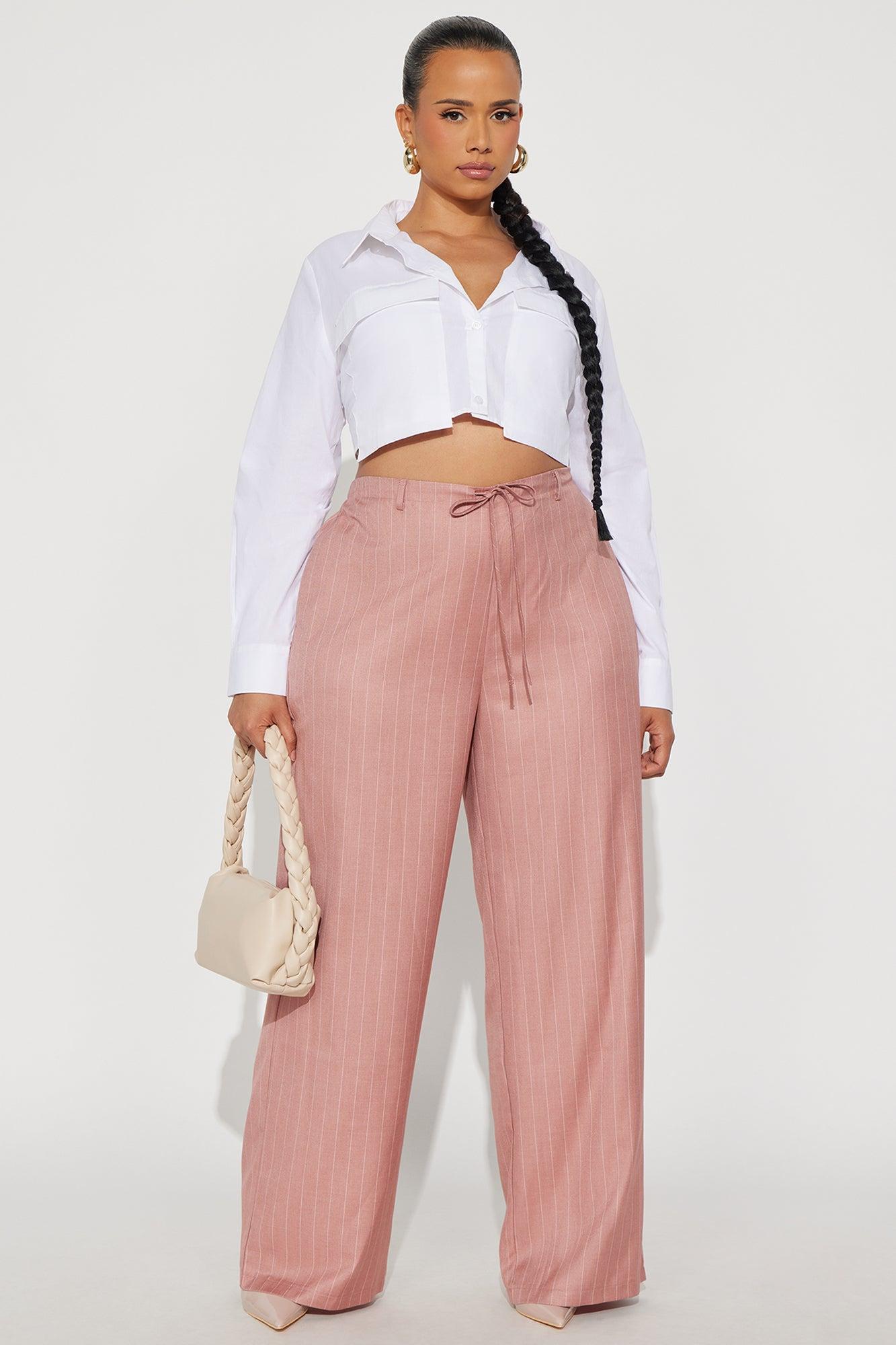 Yessica Pinstripe Wide Leg Trouser - Mauve Female Product Image