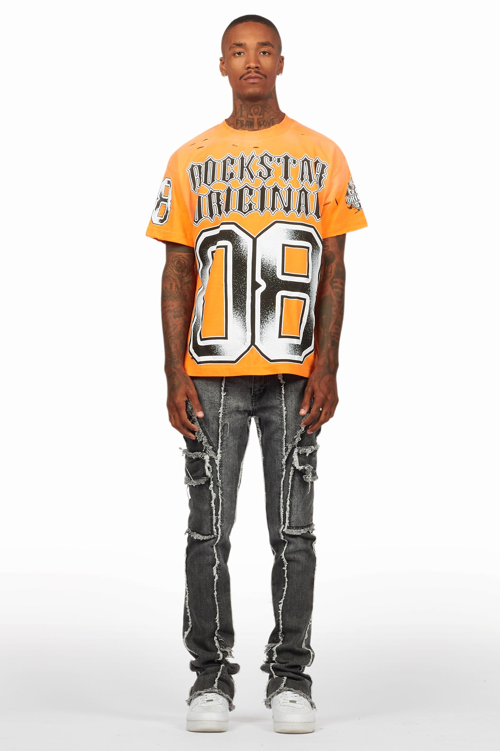 Revved Dark Grey Stacked Flare Jean Male Product Image