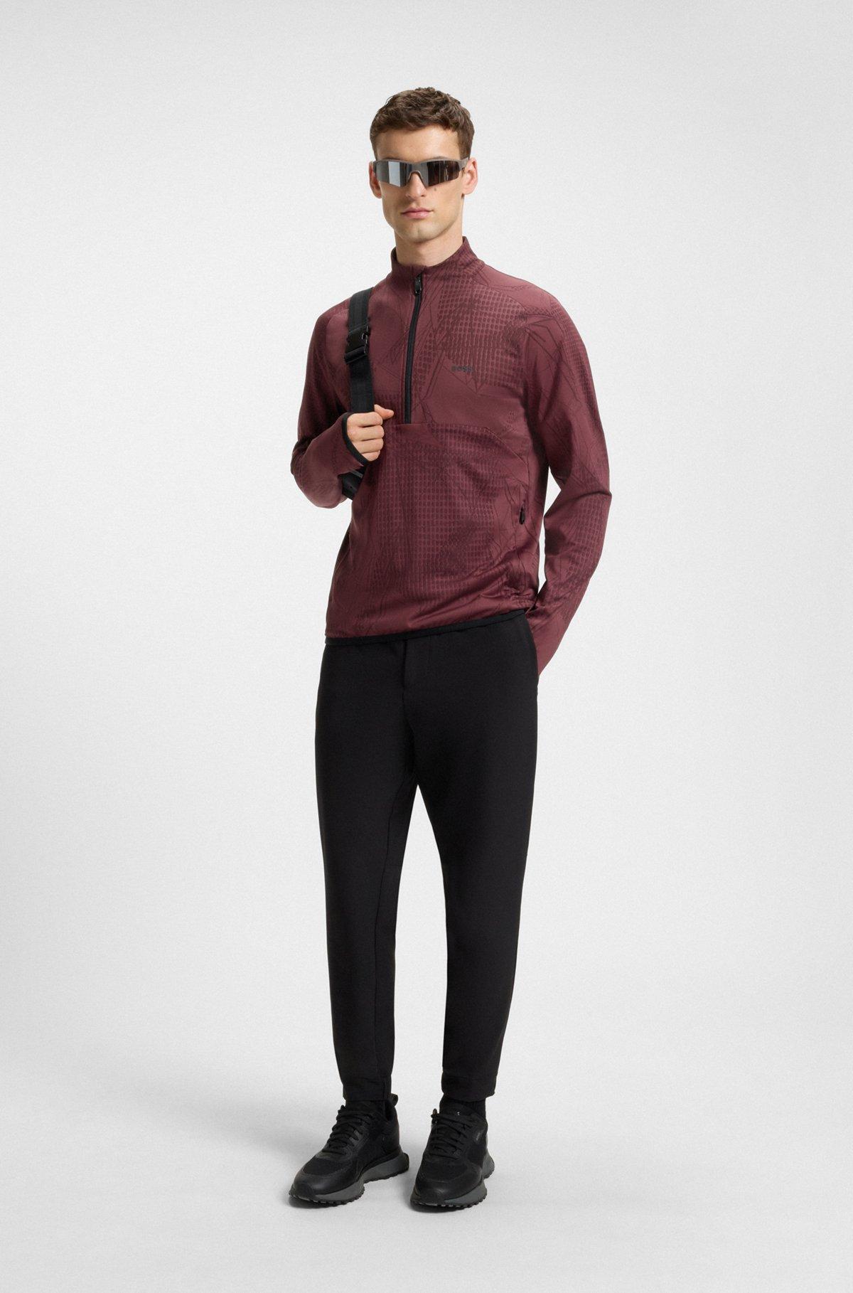 Active zip-neck sweatshirt in jacquard stretch fabric Product Image