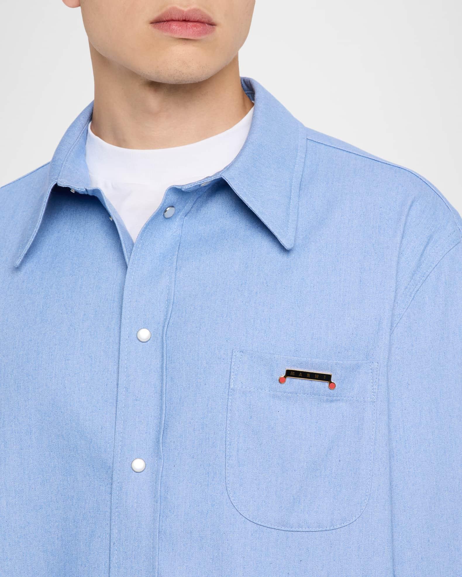 Men's Denim Point Collar Overshirt Product Image