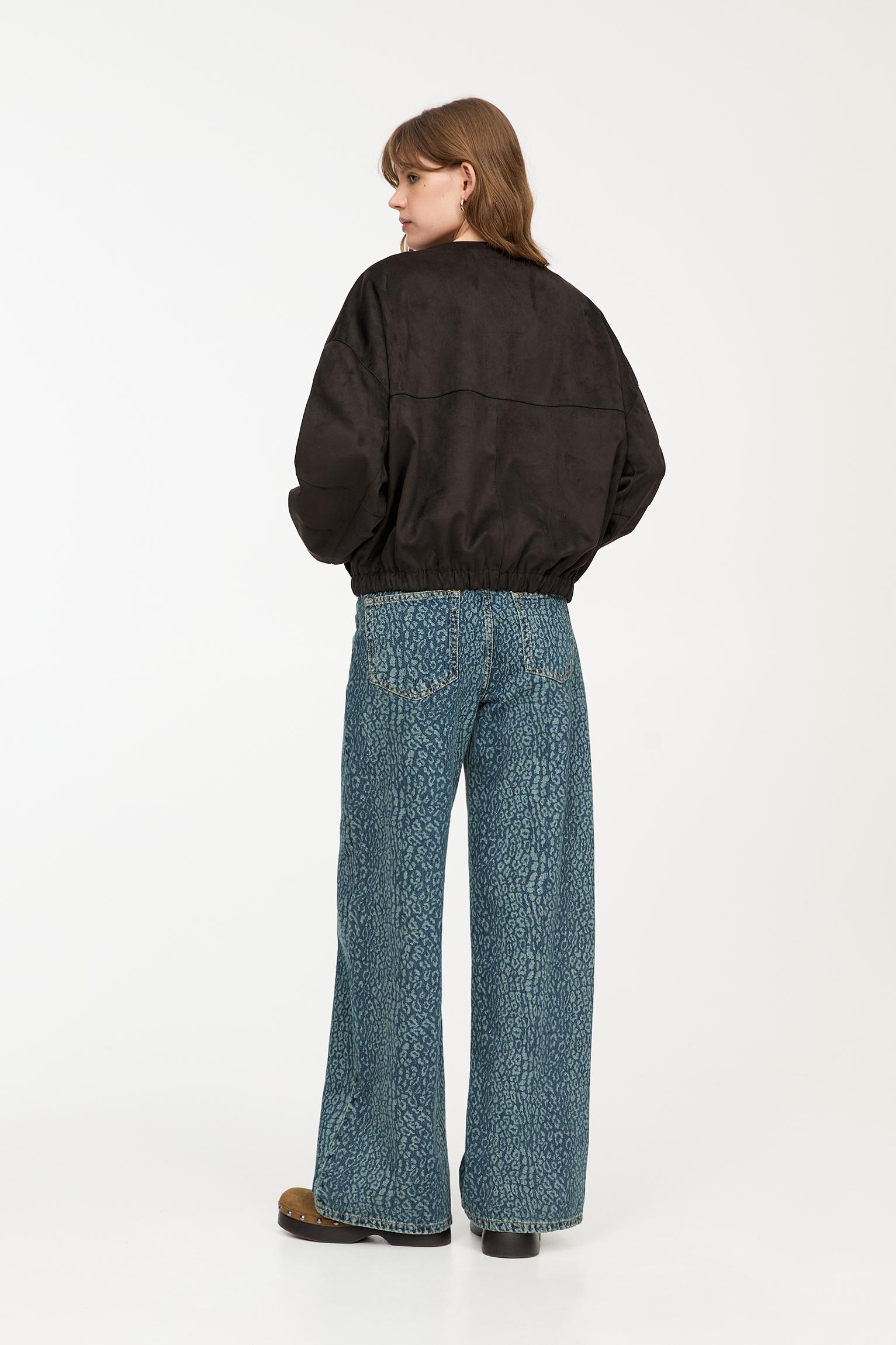 Faux suede balloon bomber jacket Product Image