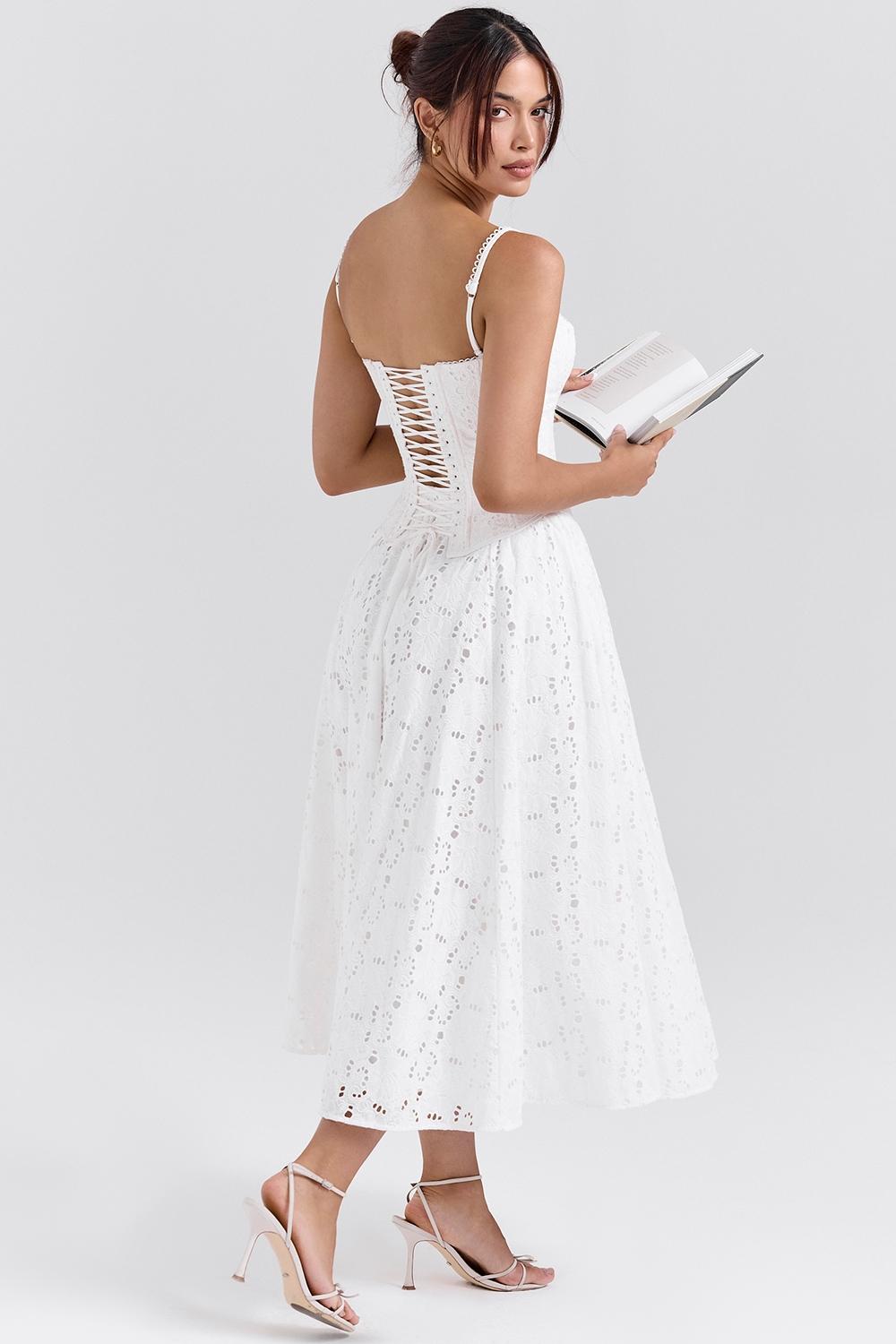 Francine  white broderie anglais midi skirt Product Image