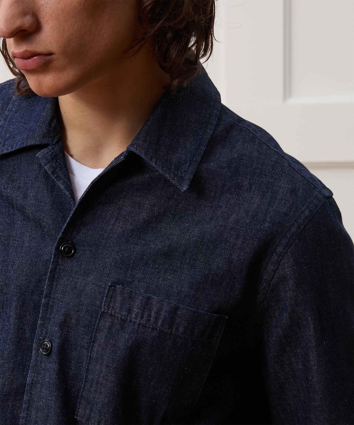 Relaxed Denim Camp Collar Shirt Product Image