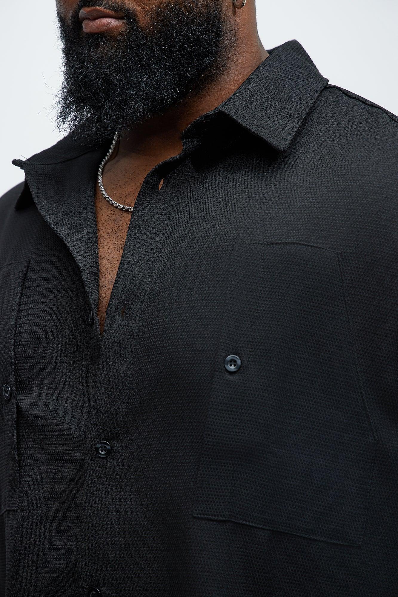 Kerr Textured Button Up Shirt - Black Product Image