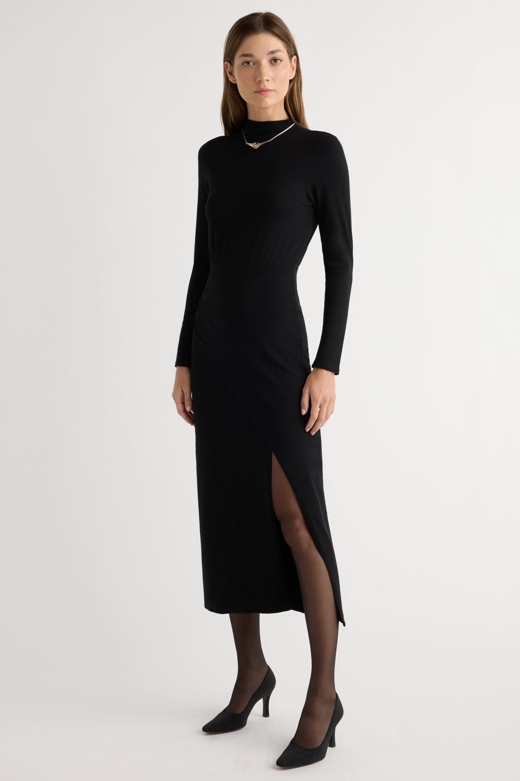 Suki Mock-Neck Side-Slit Dress Product Image