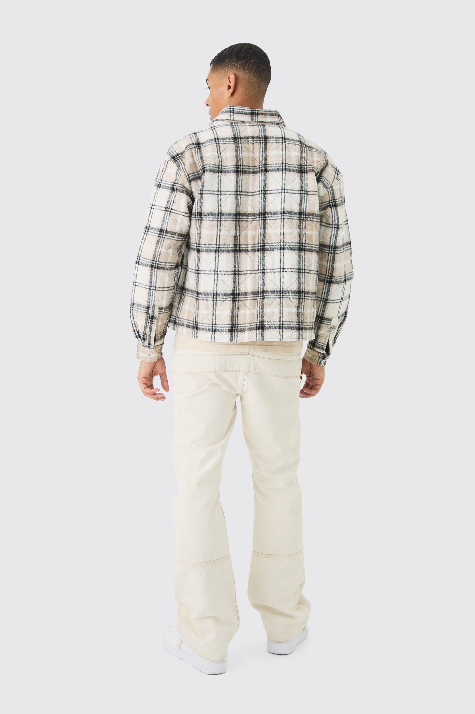 Oversized Quilted Flannel Shirt Jacket | boohooMAN USA Product Image