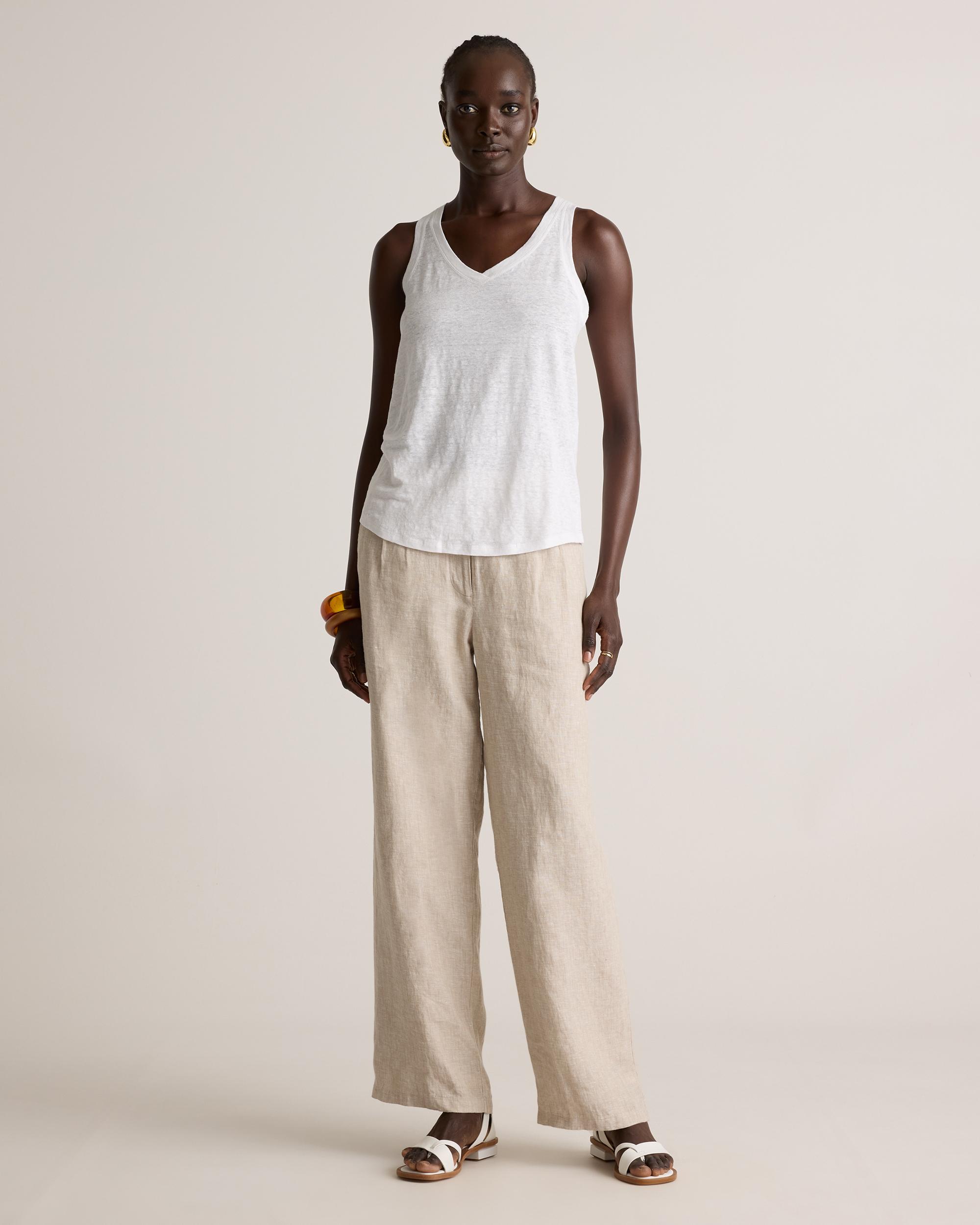 Quince | Women's 100% European Linen Jersey V-Neck Tank Top Product Image