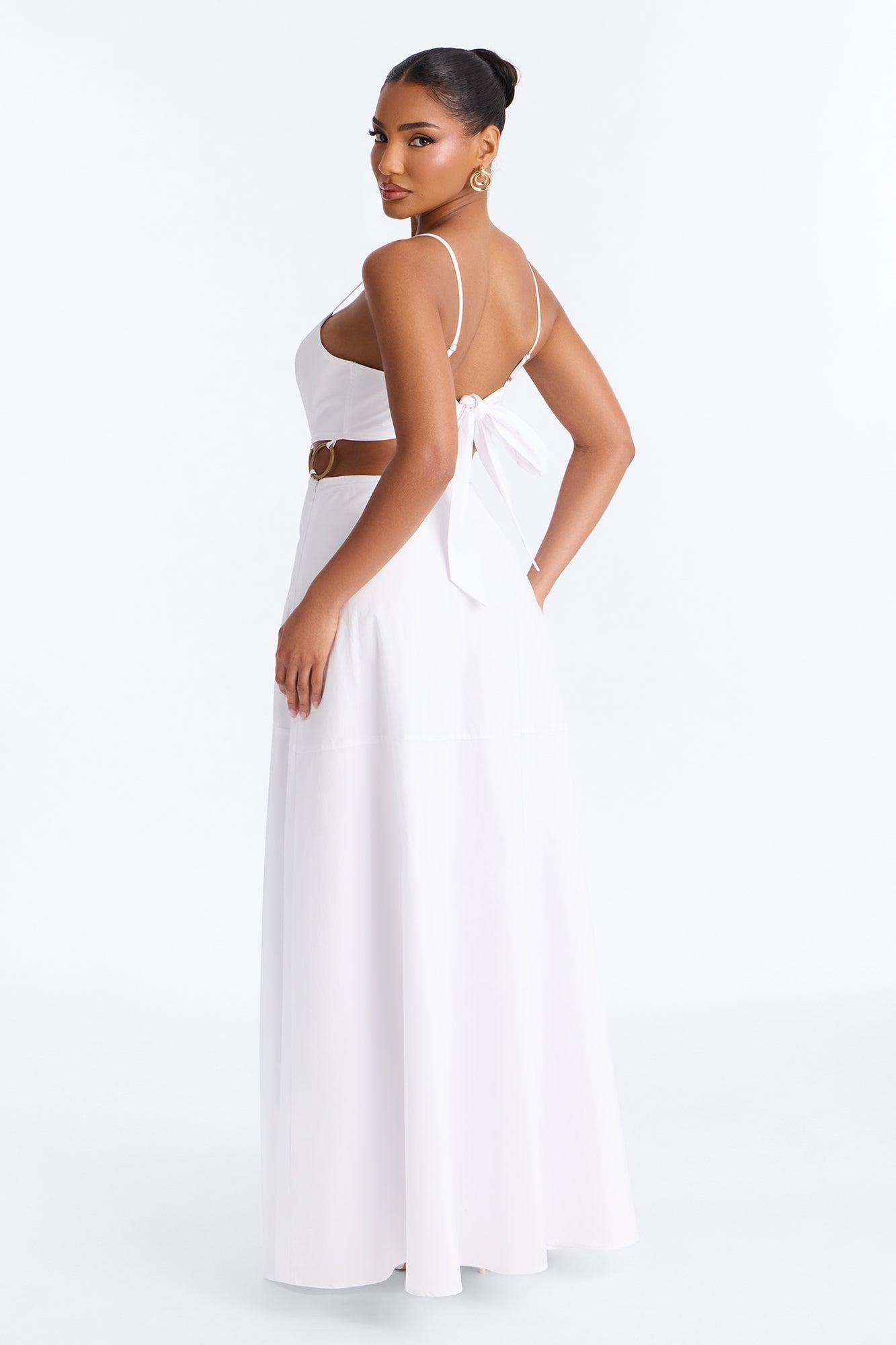 Paulina Poplin Maxi Dress - White Female Product Image