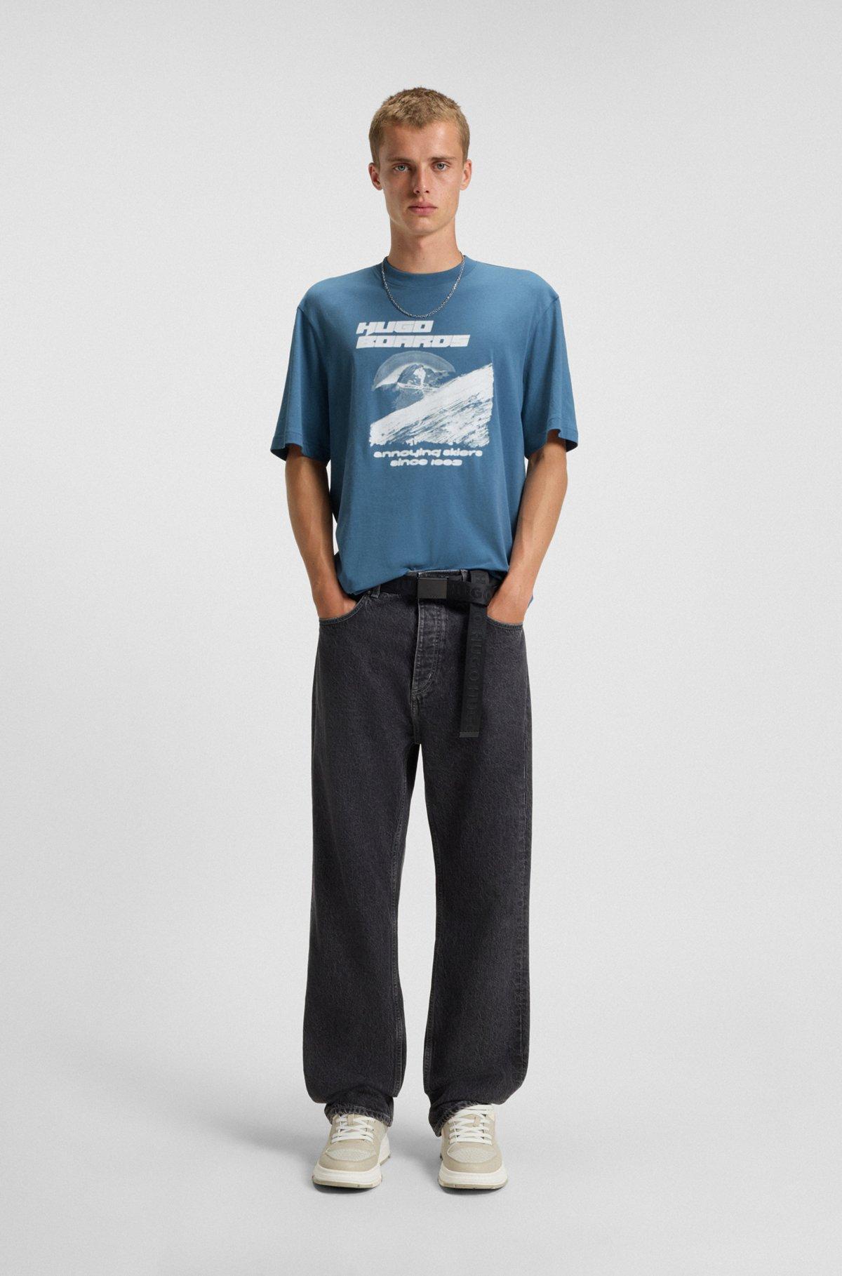 Cotton-jersey top with mixed-print artwork Product Image