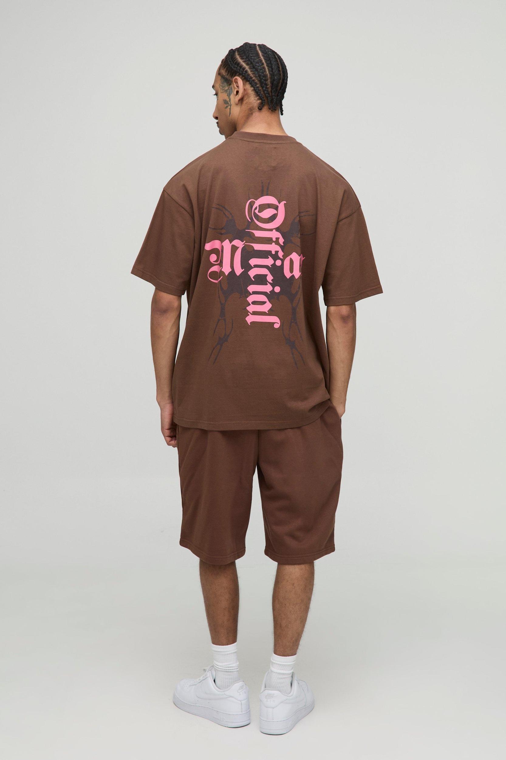 Oversized Official Cross Graphic T-Shirt & Short Set | boohooMAN USA Product Image