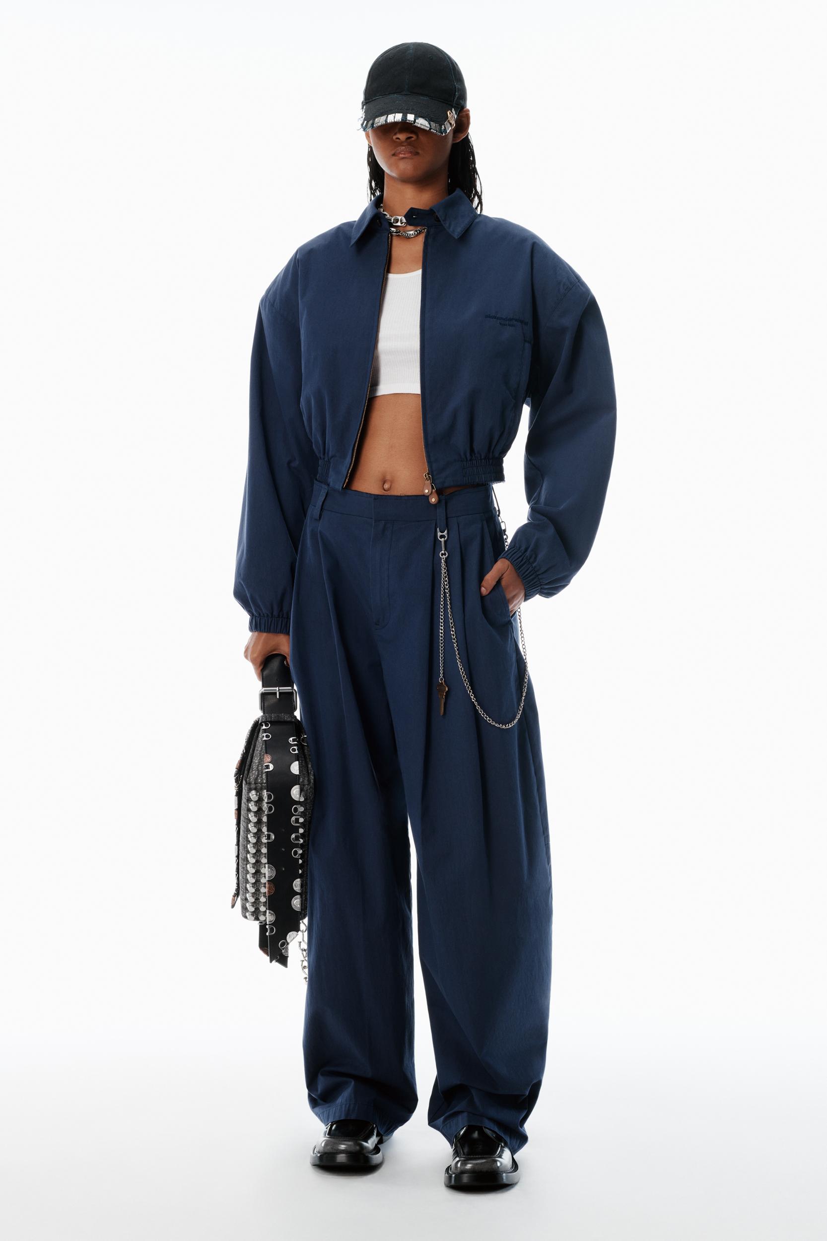 Blue Cotton-blend Balloon-leg Pants Product Image