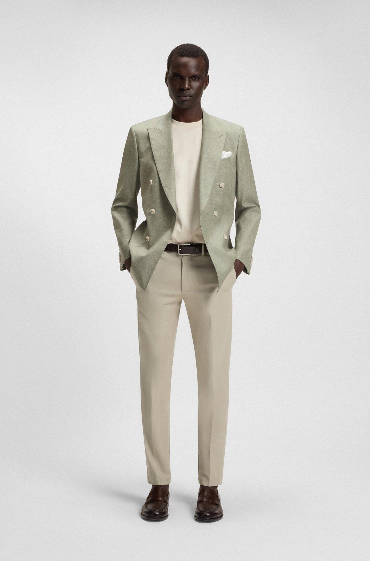 BOSS - Slim-fit pants in a stretch-cotton - Light Beige Product Image
