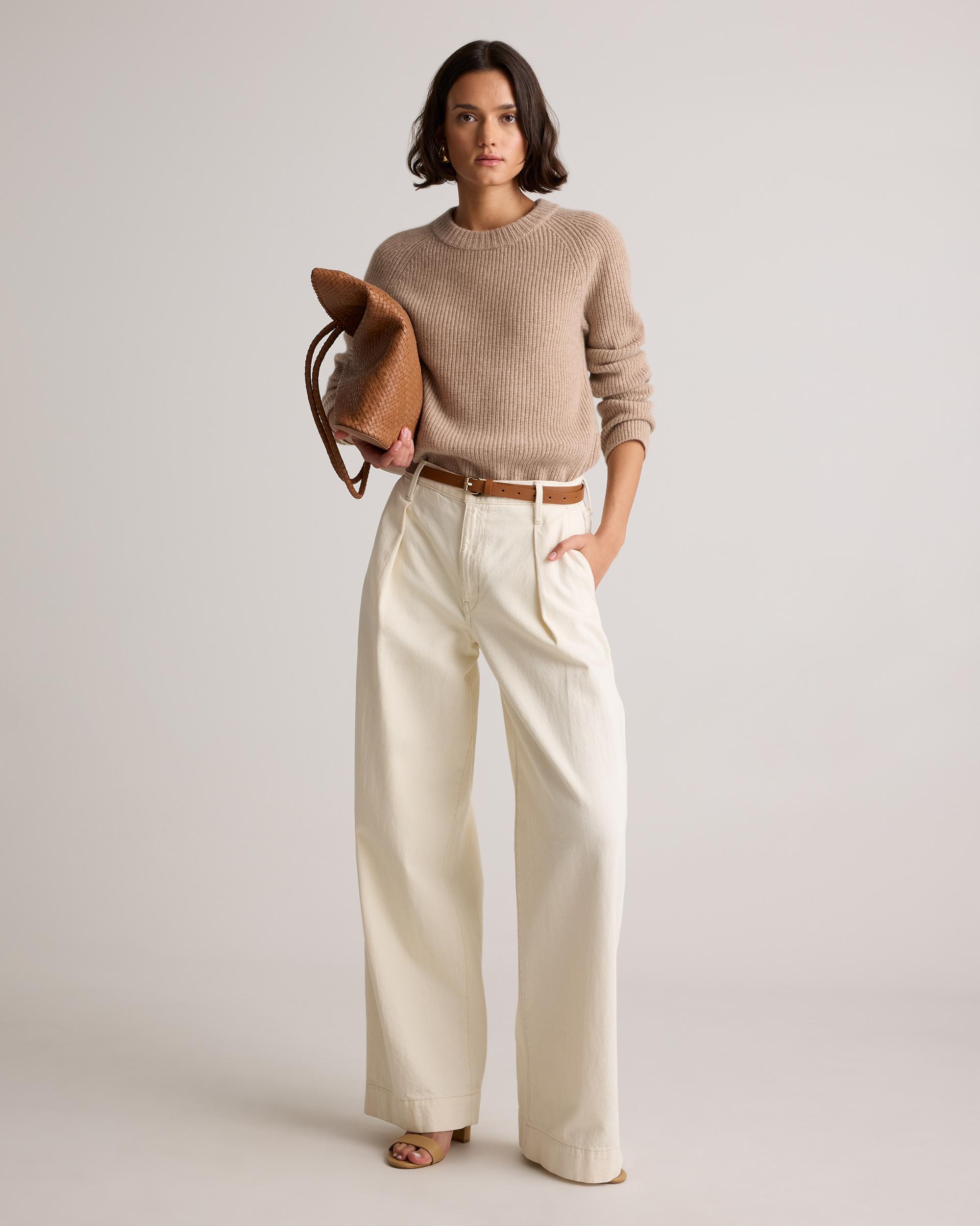 Quince | Women's Mongolian Cashmere Fisherman Crewneck knit Sweater Product Image