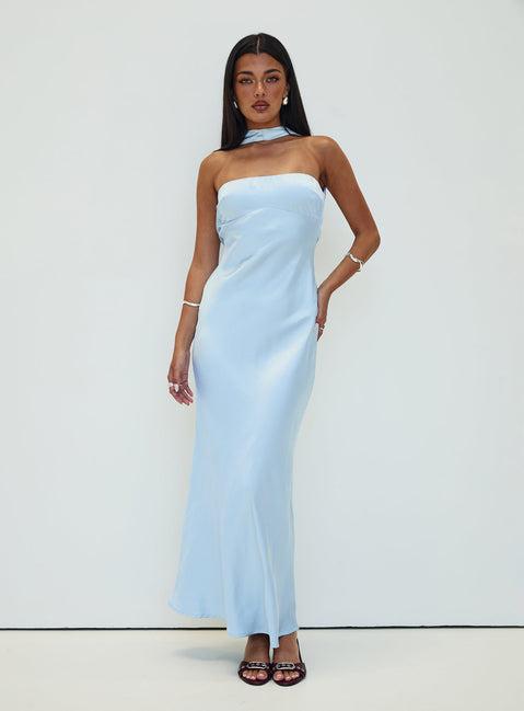Legacies Strapless Maxi Dress Icy Blue Product Image