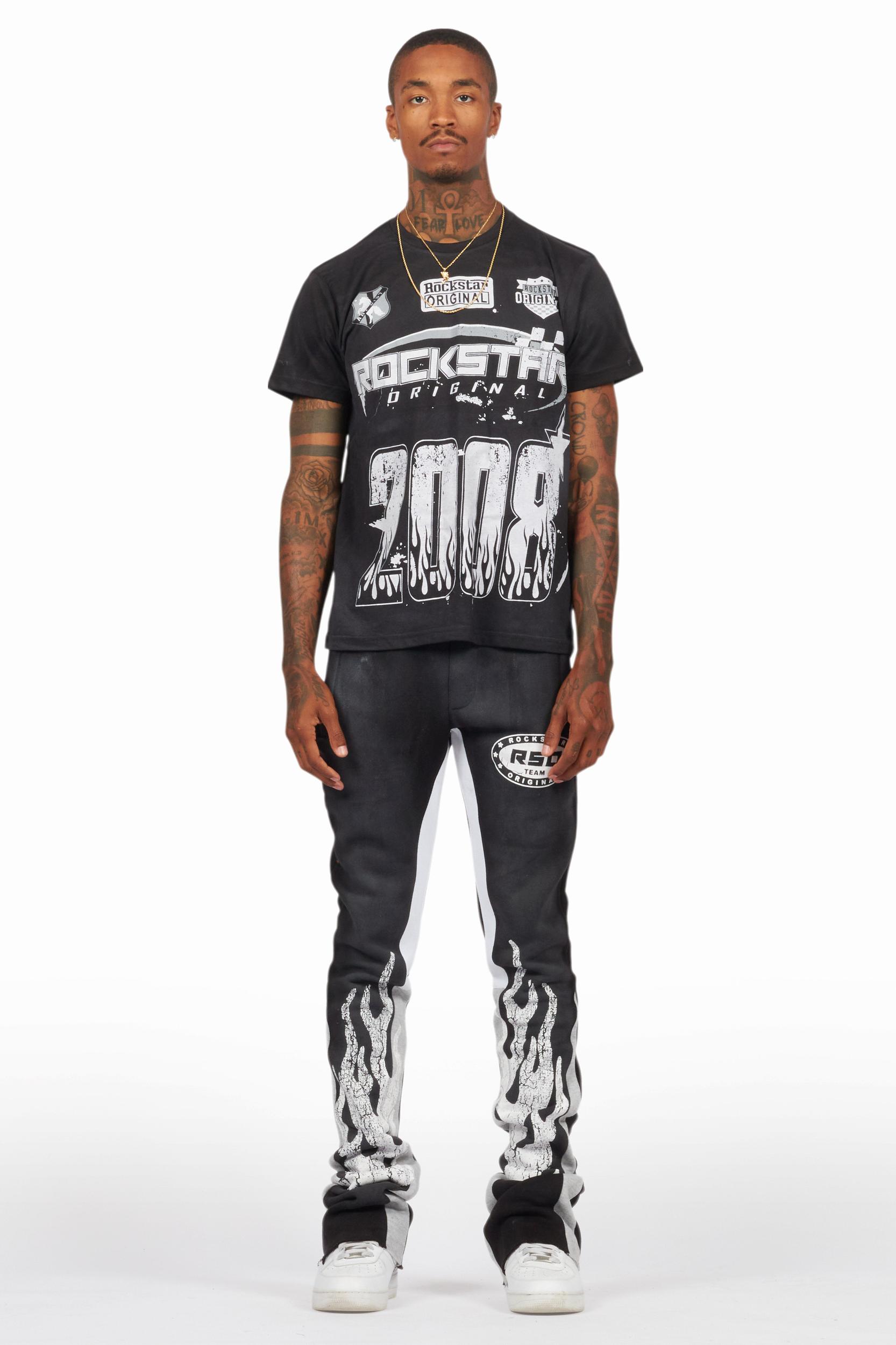 Amos Black T-Shirt/Stacked Flare Track Set Male Product Image