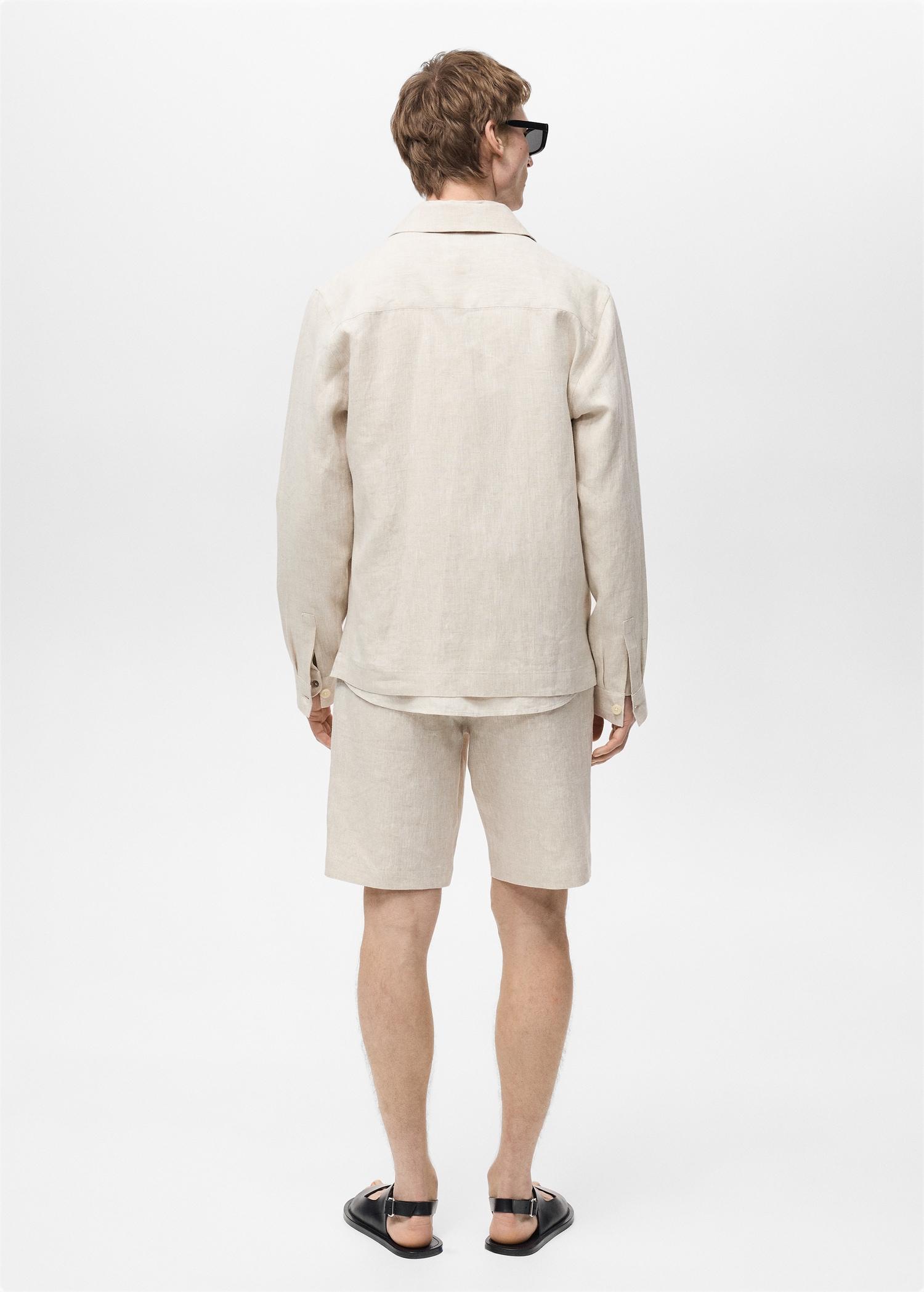 Slim-fit 100% linen bermuda shorts - Men | MANGO USA Product Image