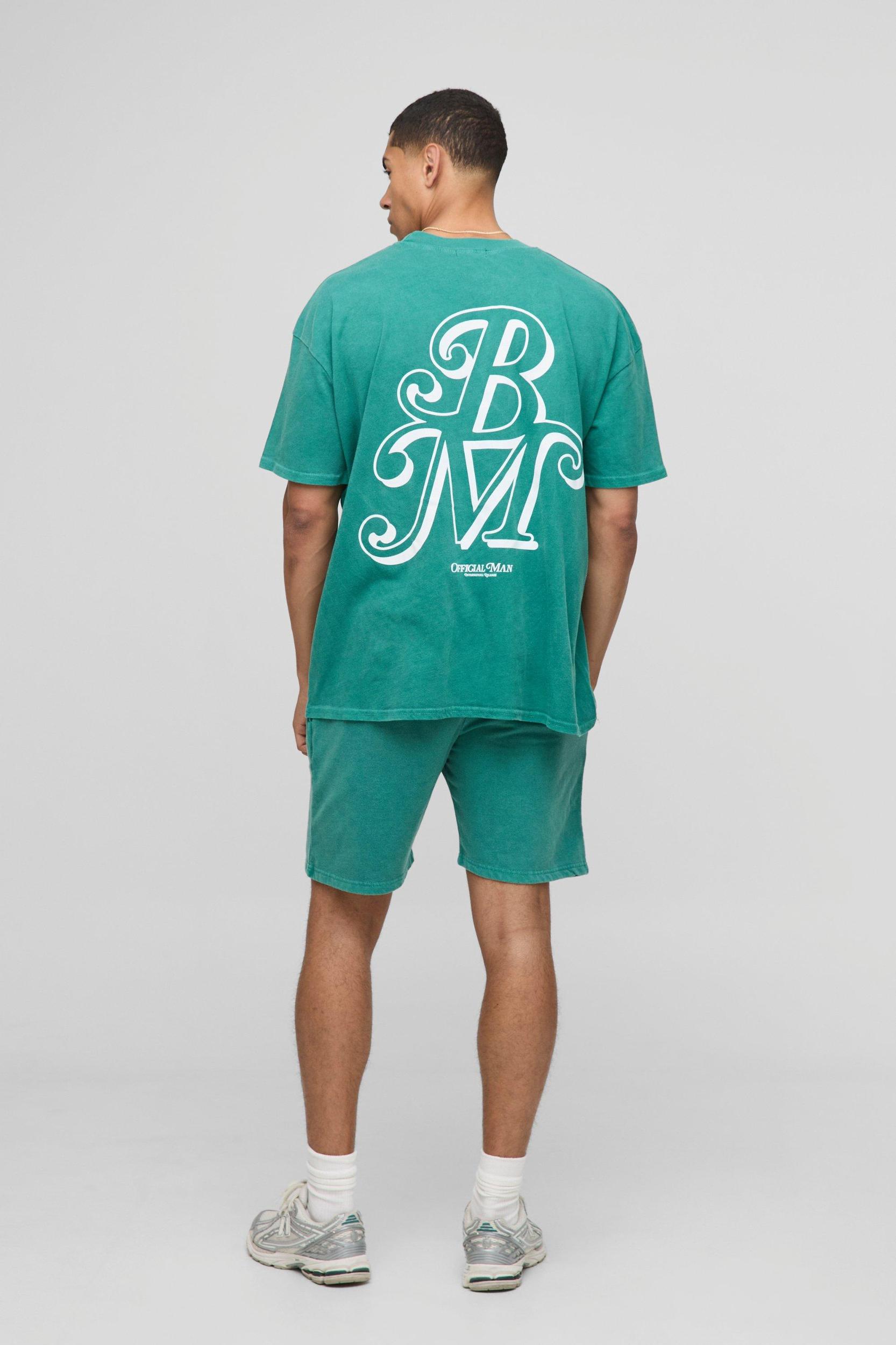 Oversized BM Washed T-Shirt And Short Set | boohooMAN USA Product Image