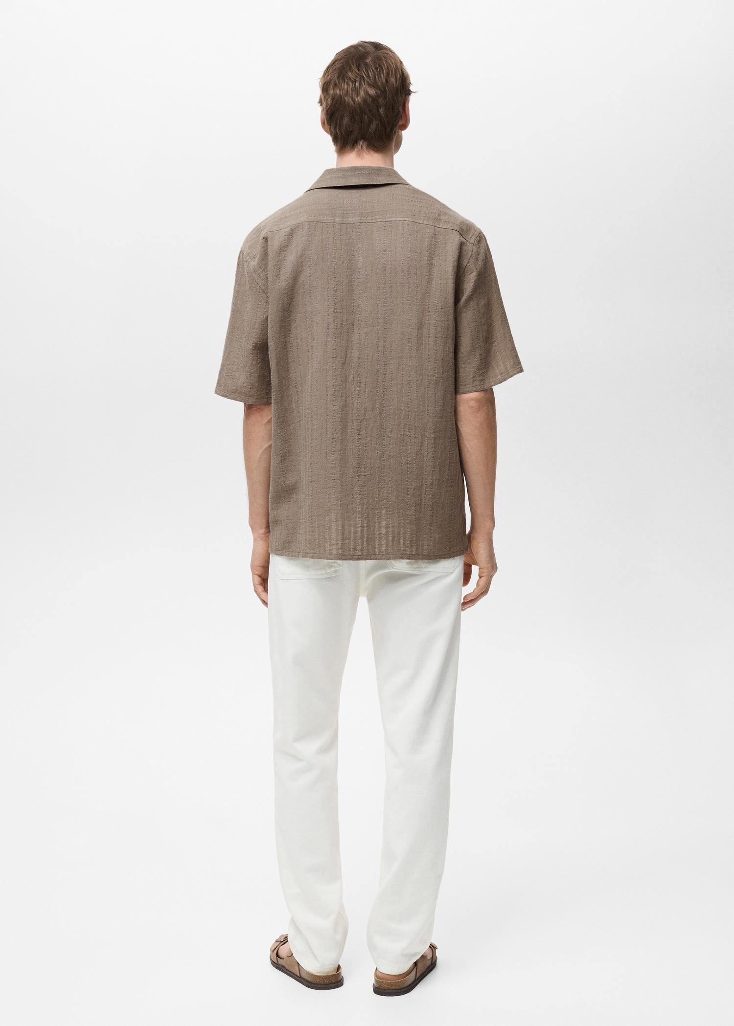 Linen-blend textured striped shirt - Men | MANGO USA Product Image