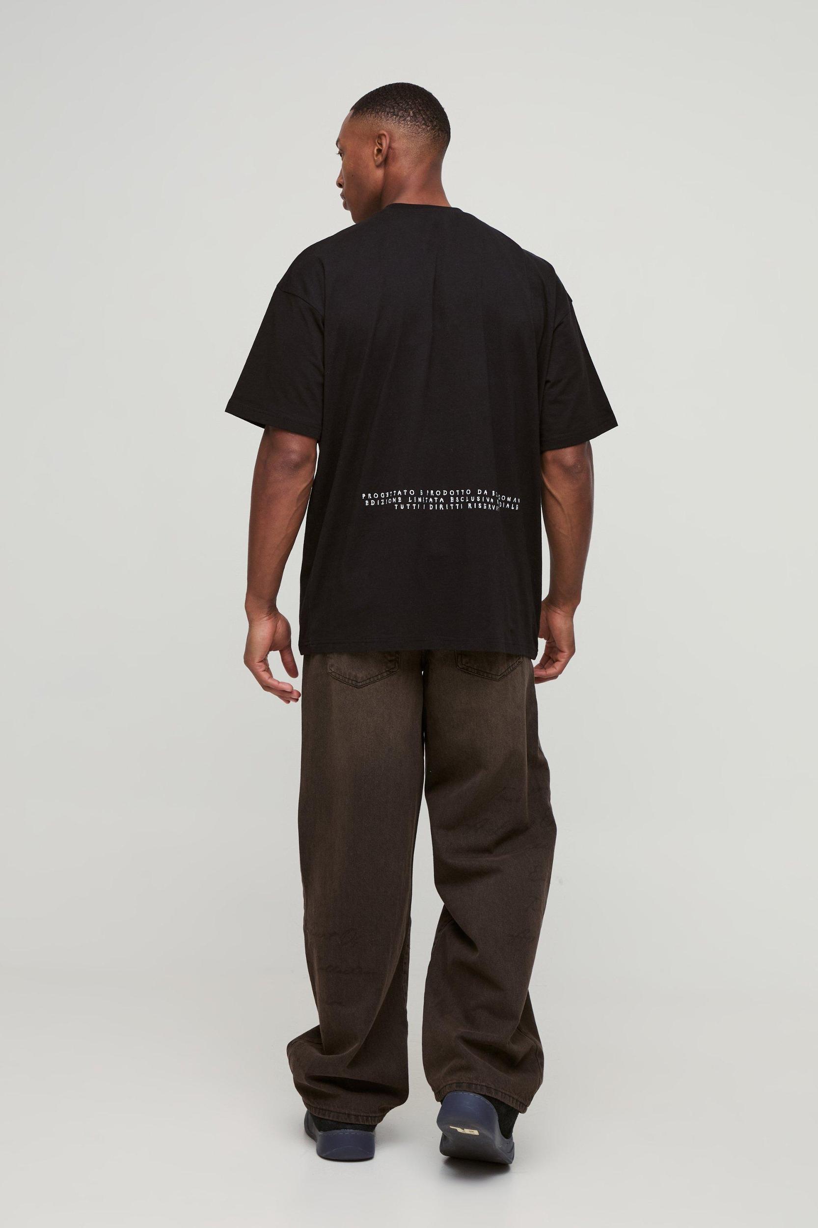 Oversized Heavyweight Large Scale Renaissance Print T-Shirt | boohooMAN USA Product Image