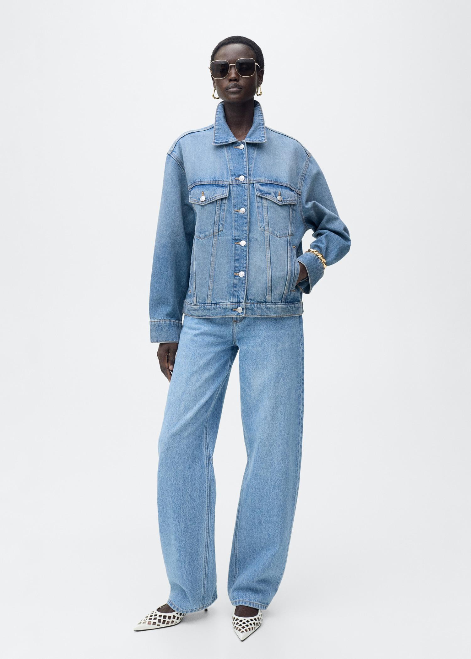 Oversized denim jacket with pockets - Women | MANGO USA Product Image
