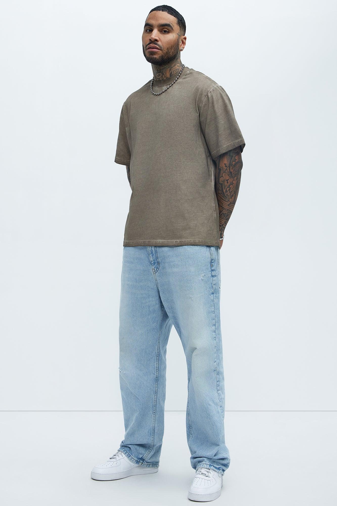 Tinted Wash Oversized Heavyweight Short Sleeve Tee - Brown Product Image