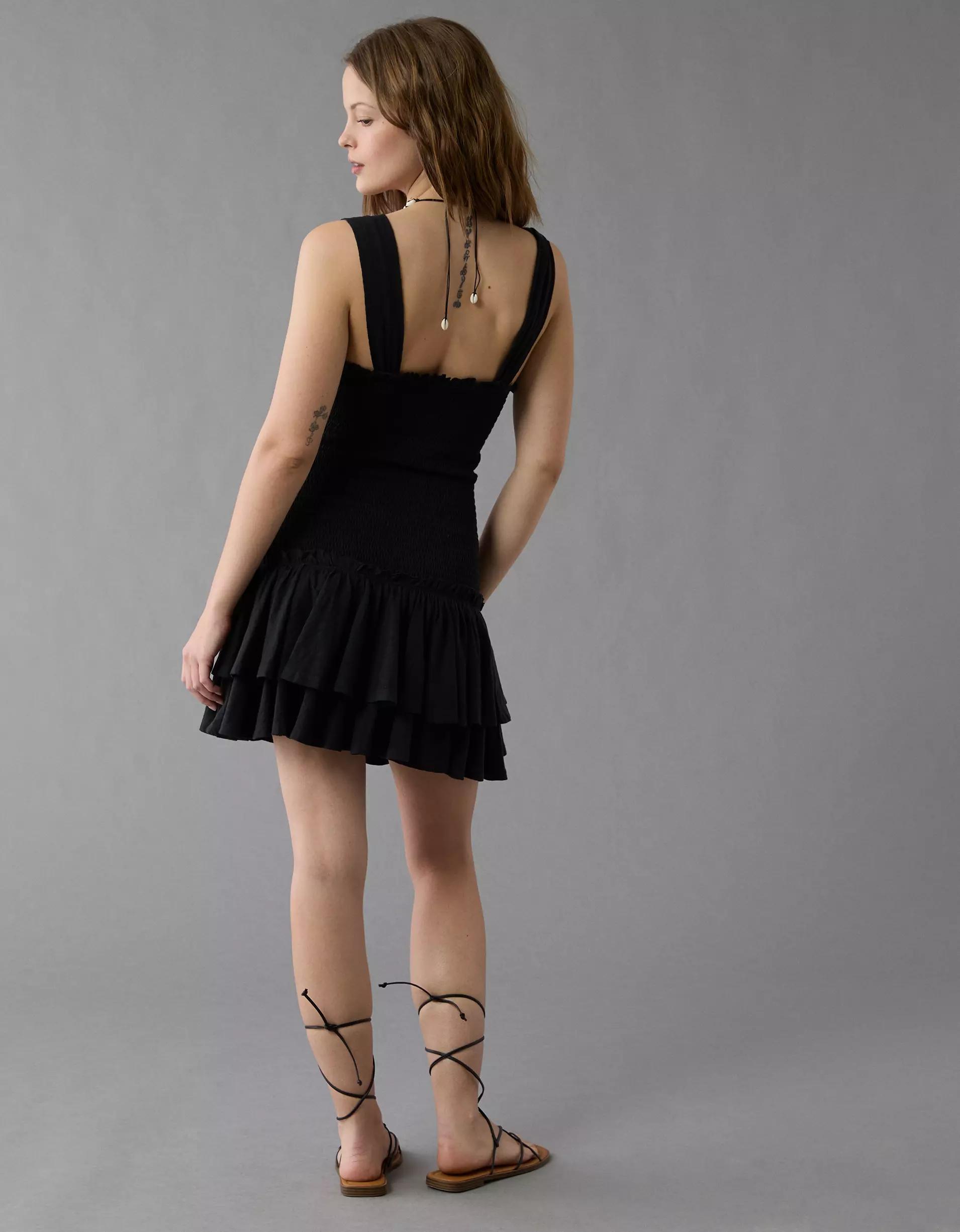 AE Sunchaser Knit Smocked Drop Waist Mini Dress Product Image