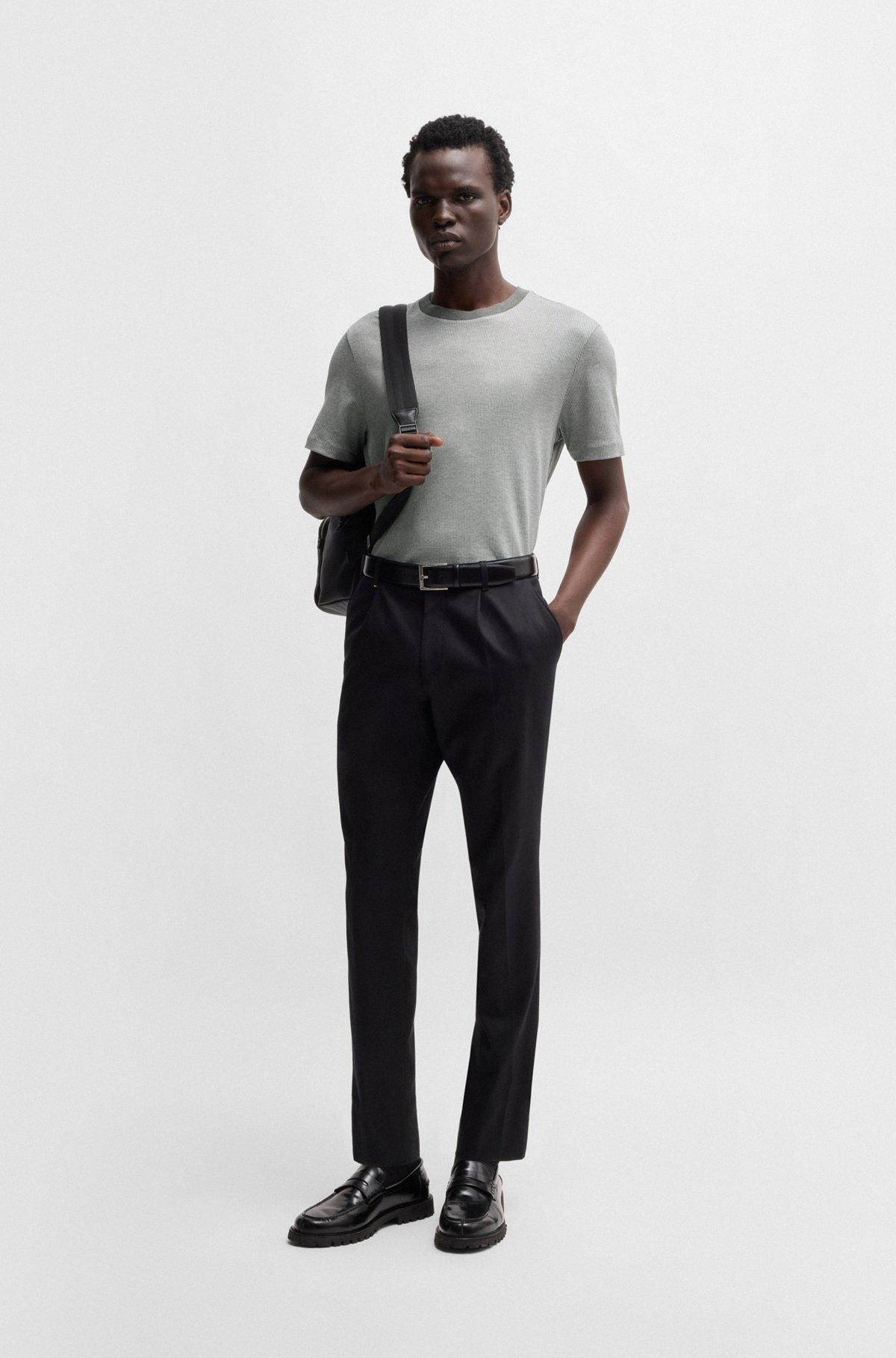 Regular-fit T-shirt in structured cotton Product Image