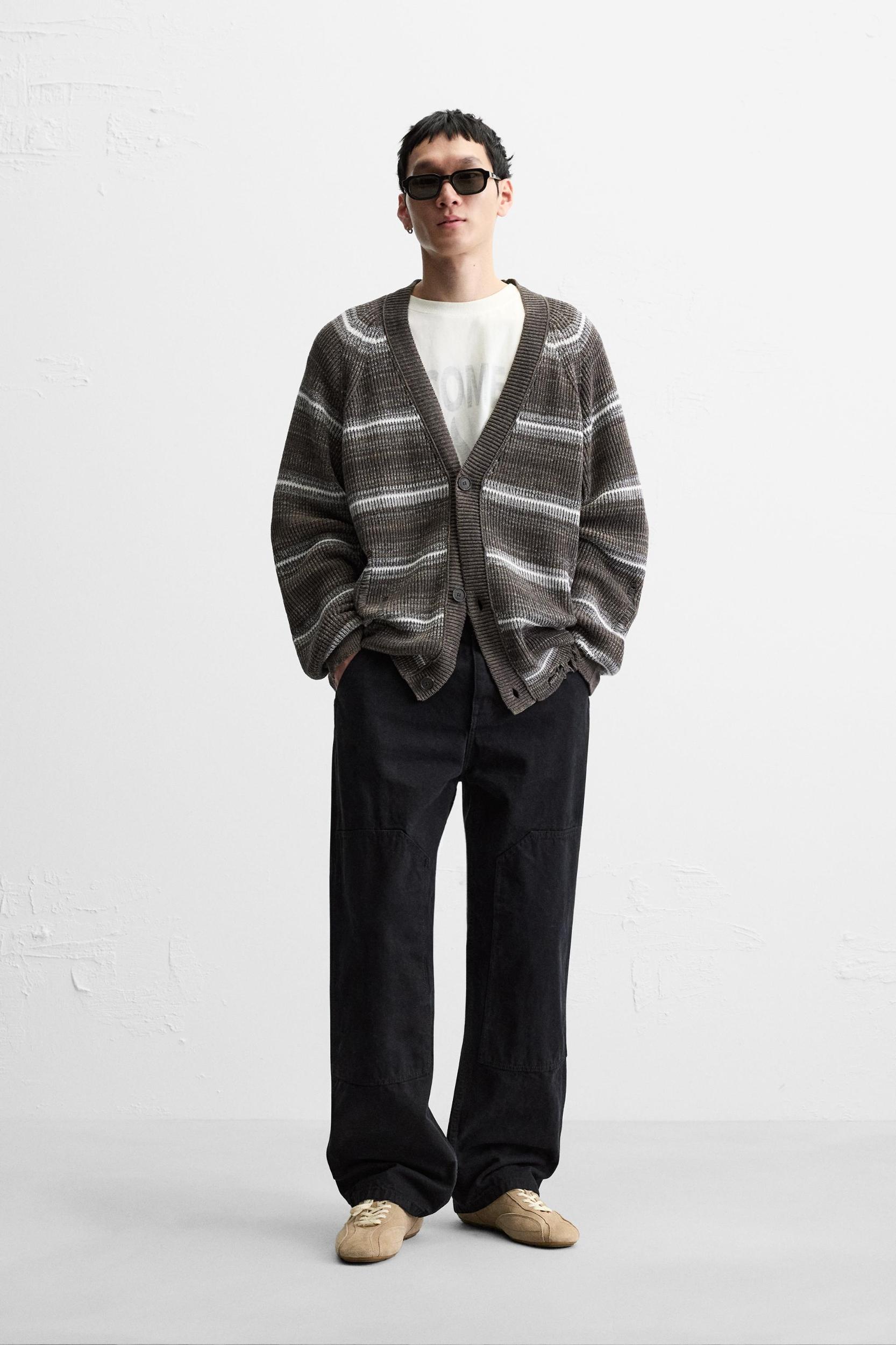 DISTRESSED STRIPED CARDIGAN Product Image