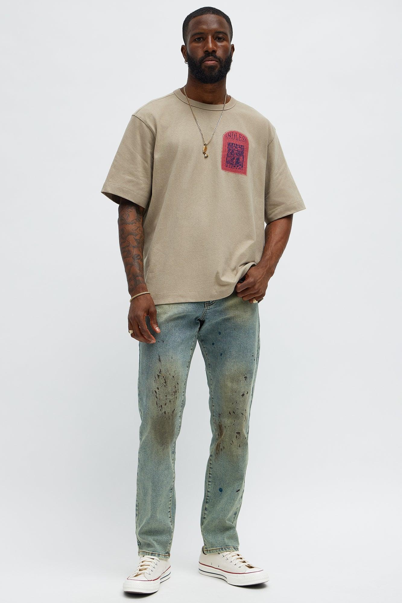 Endless Peace Oversized Short Sleeve Tee - Stone Male Product Image