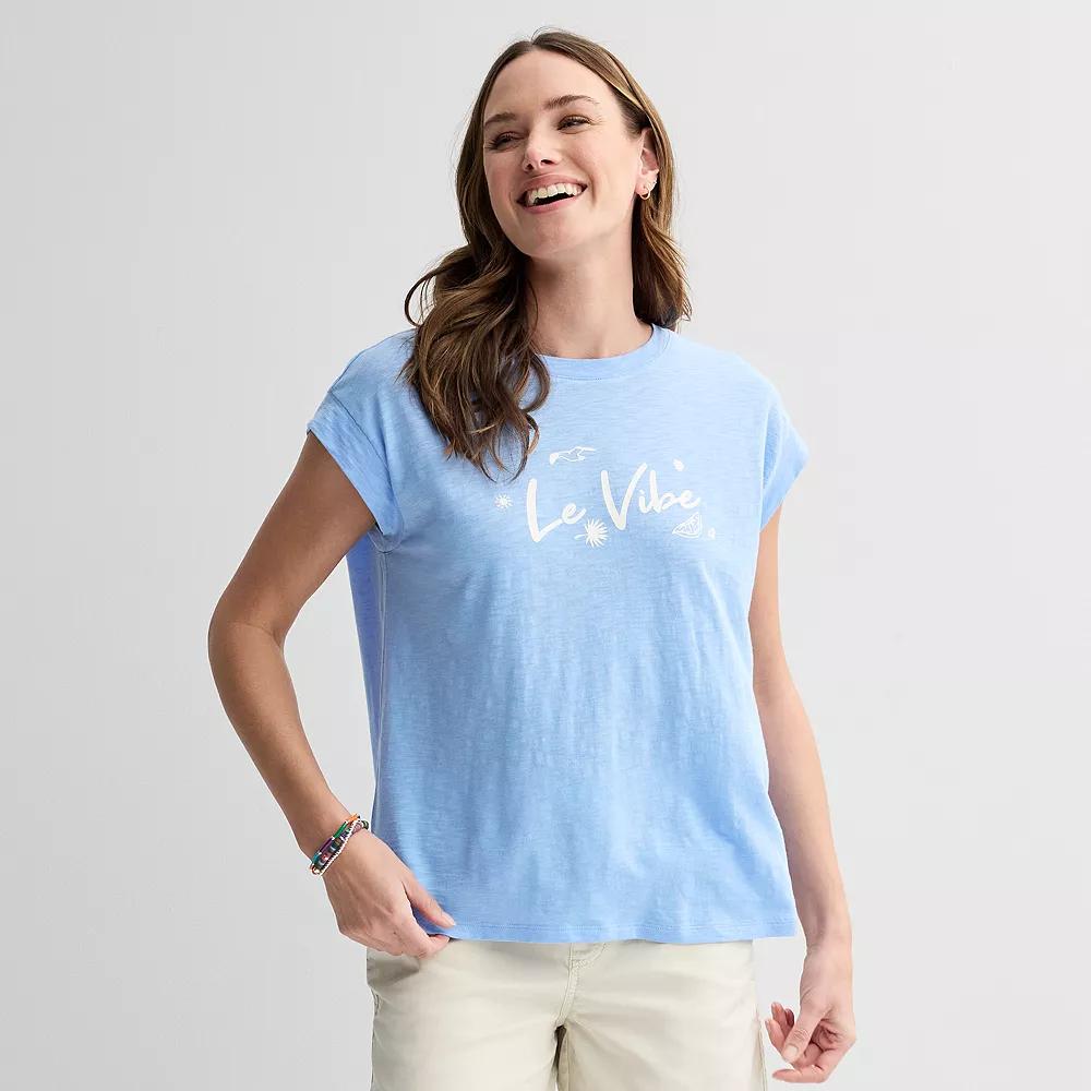 Women's Sonoma Goods For Life® Short Sleeve Muscle Top, Size: XS, Blue Vibe Graphic Product Image