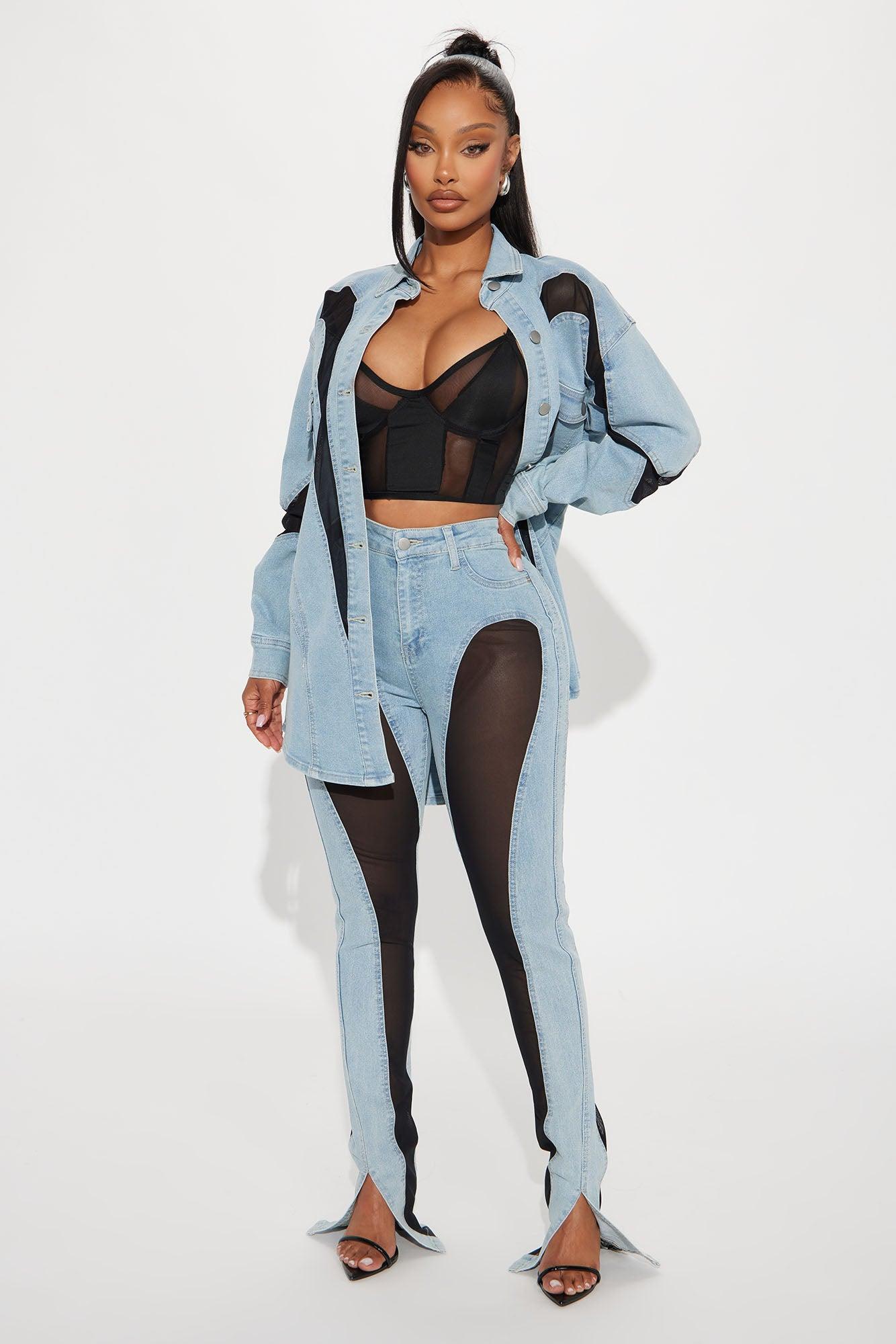 Switching Gears Stretch Split Hem Bootcut Jeans - Light Wash Product Image